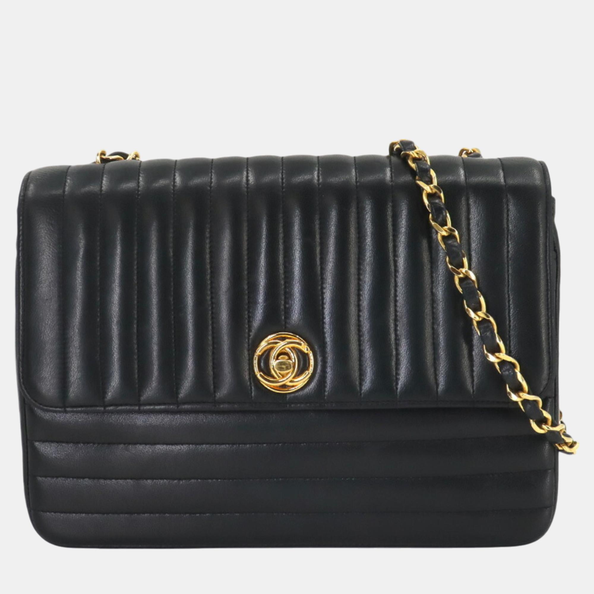 

Chanel Black Leather Mademoiselle Chain Shoulder Bag