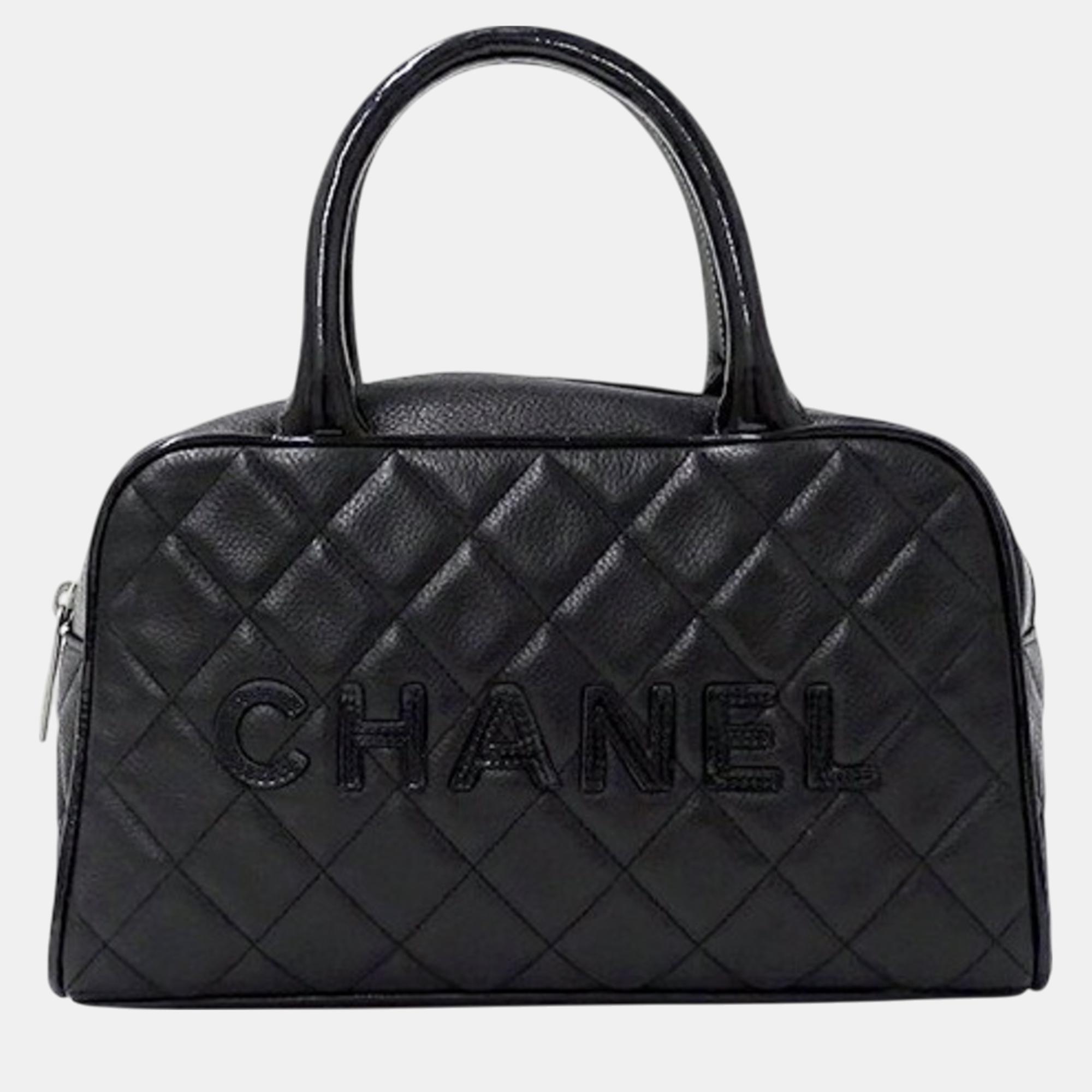 

Chanel Black Leather Compact Matelasse Handbag