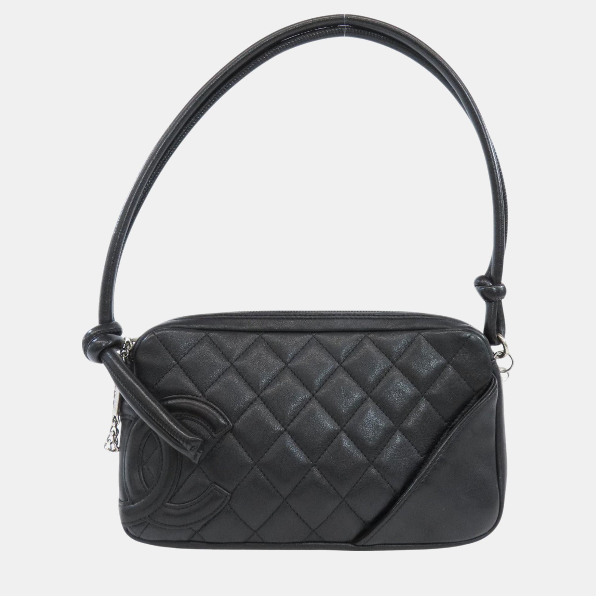 

Chanel Calf Leather Cambon Line Handbag, Black