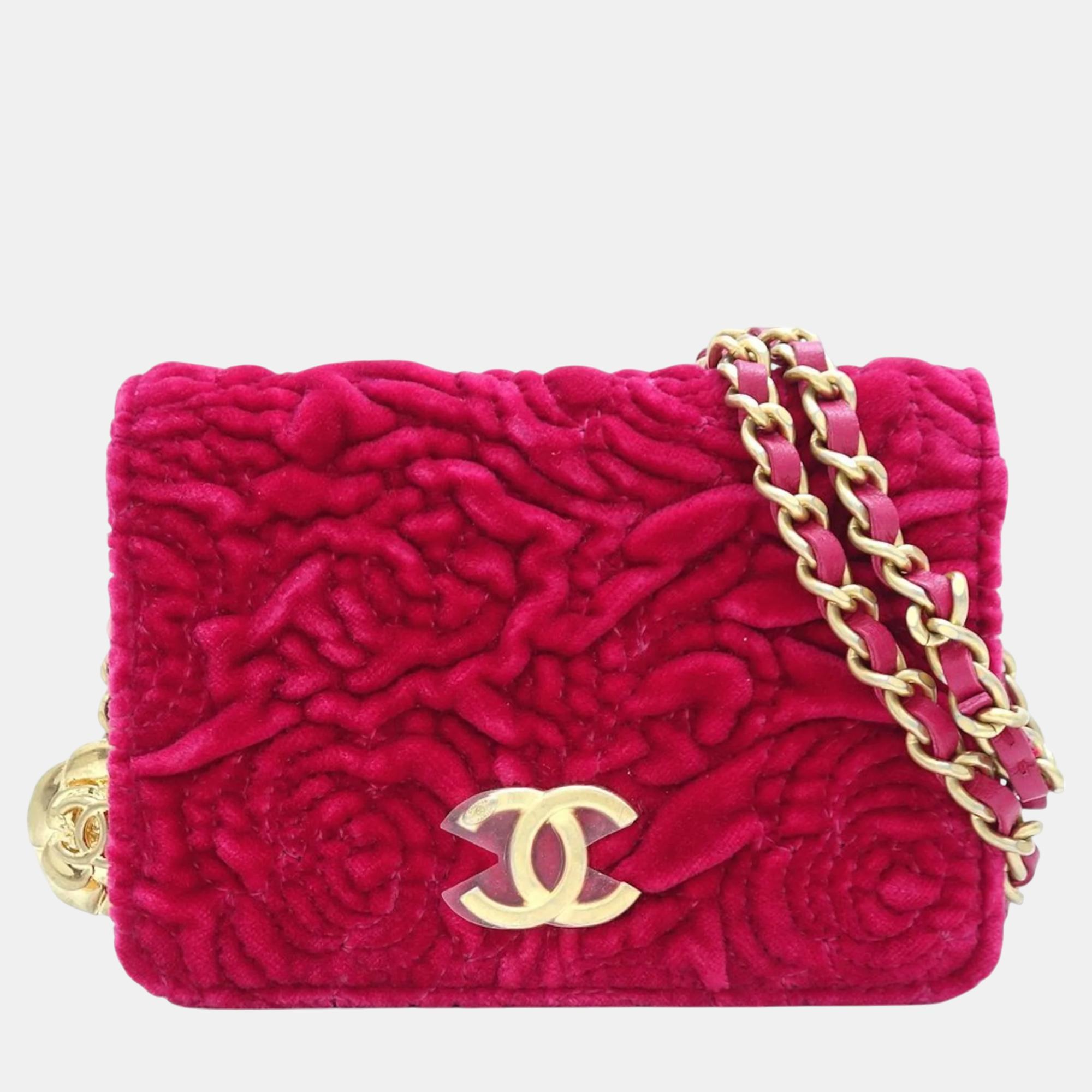 

Chanel Pink Purple Velvet Chain Shoulder Bag