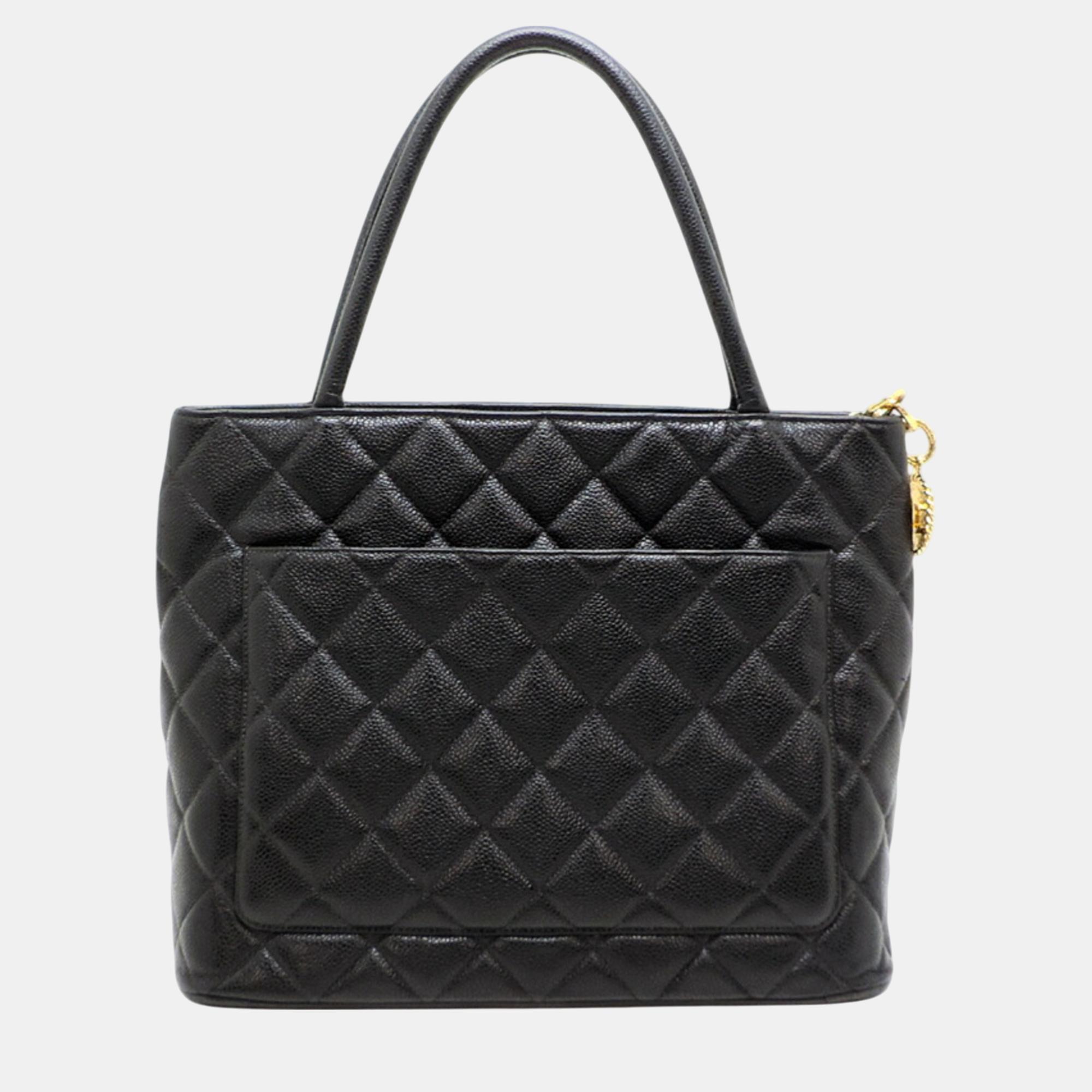 Chanel Black Caviar Skin Reproduction Tote Handbag 