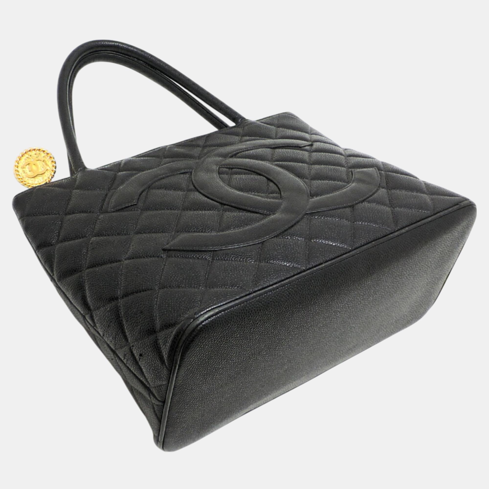 Chanel Black Caviar Skin Reproduction Tote Handbag 