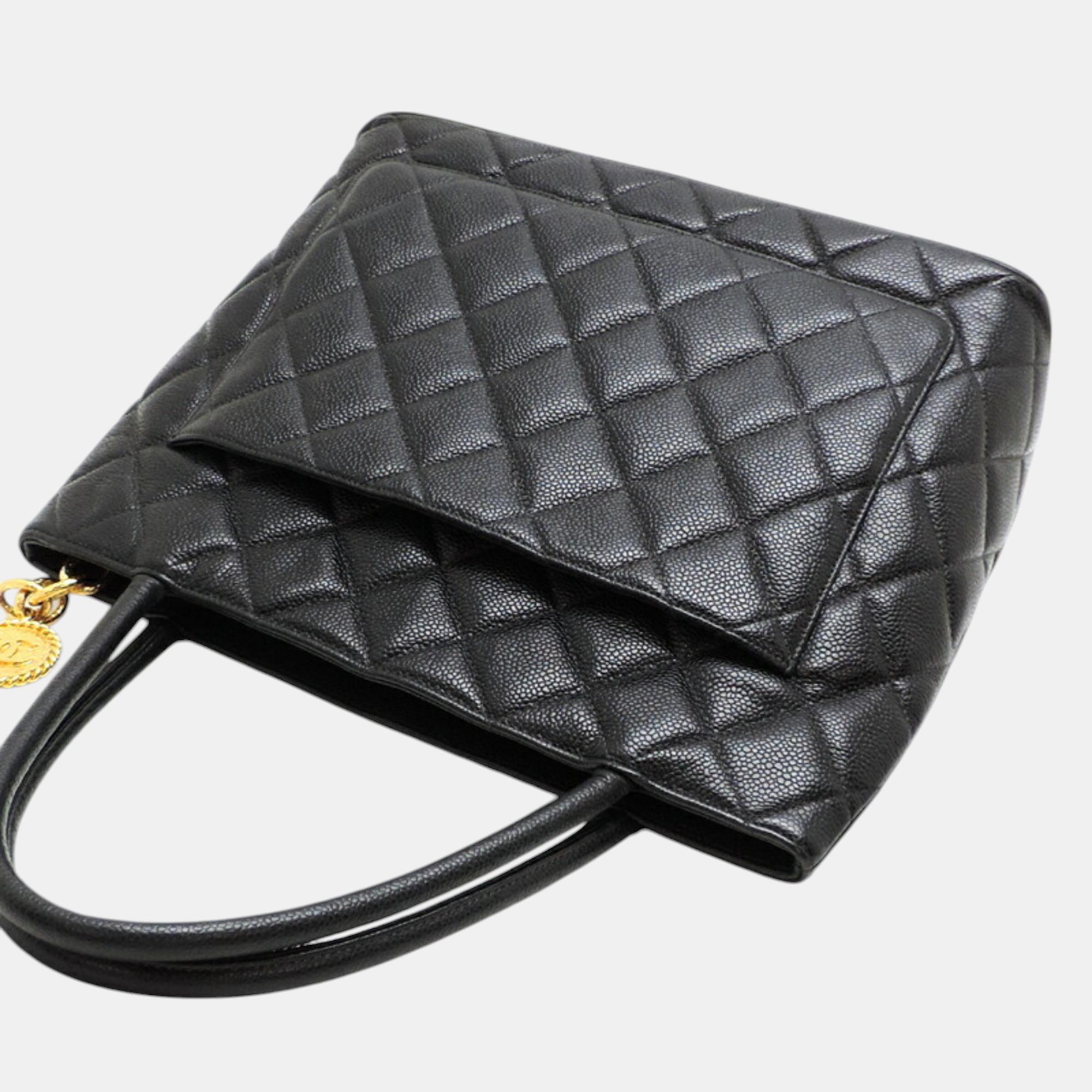 Chanel Black Caviar Skin Reproduction Tote Handbag 