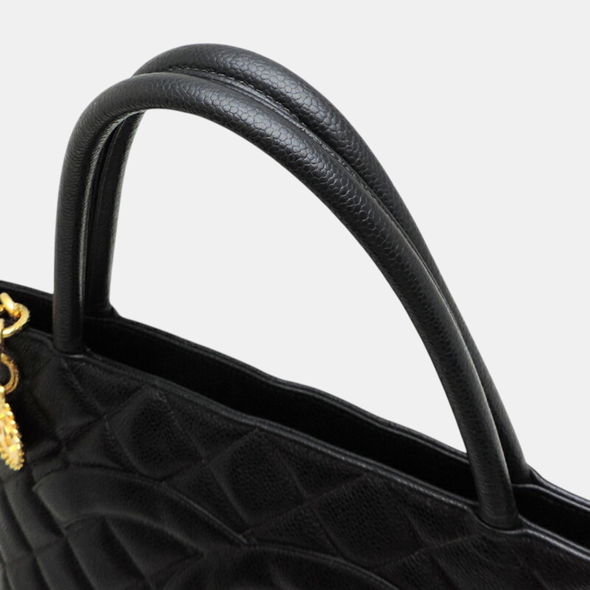 Chanel Black Caviar Skin Reproduction Tote Handbag 