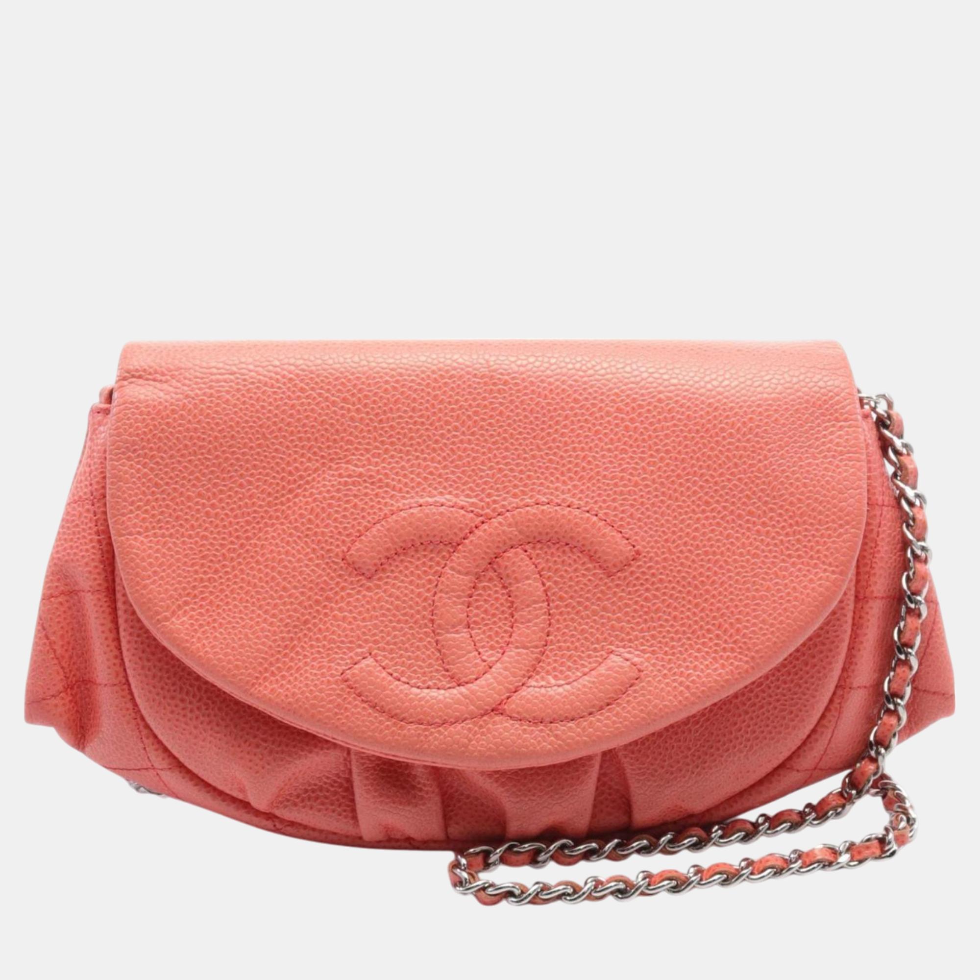 

Chanel Pink Caviar Skin Half Moon Coco Mark Shoulder Bag