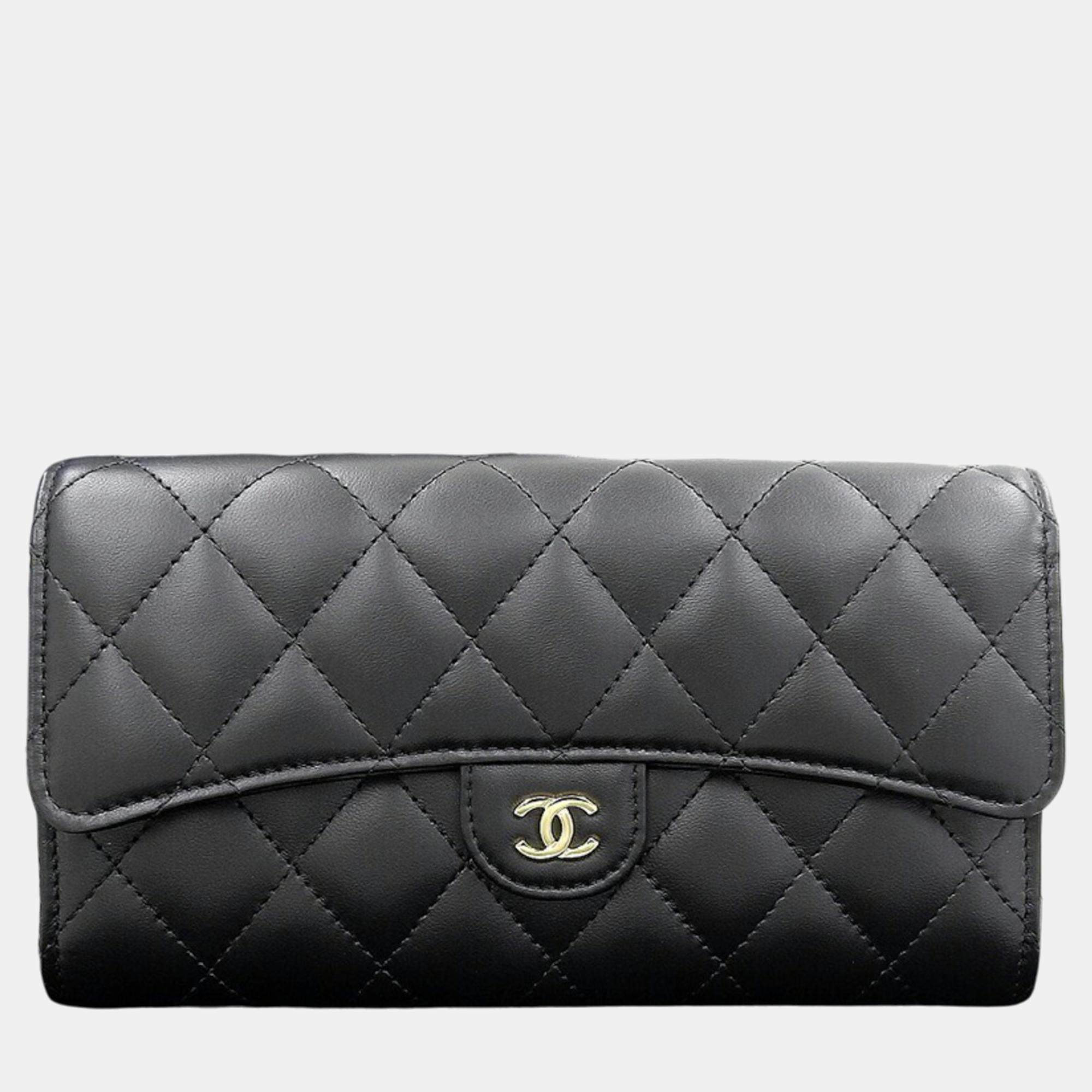 

Chanel Matelasse Timeless Classic Coco Mark Long Wallet, Black