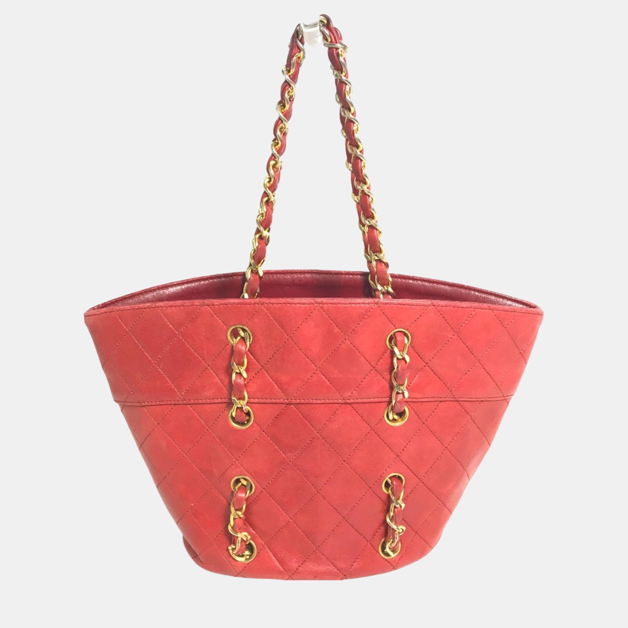 

Chanel Red Gold vintage Chain Shoulder Bag