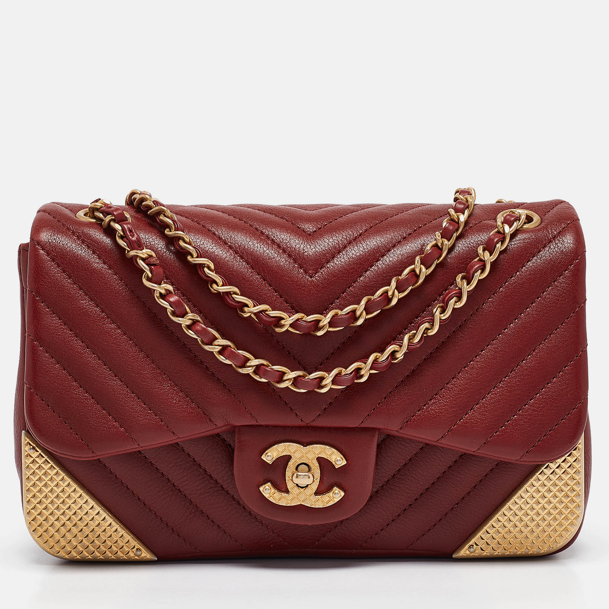 

Chanel Red Quilted Leather Mini Rock The Corner Flap Bag