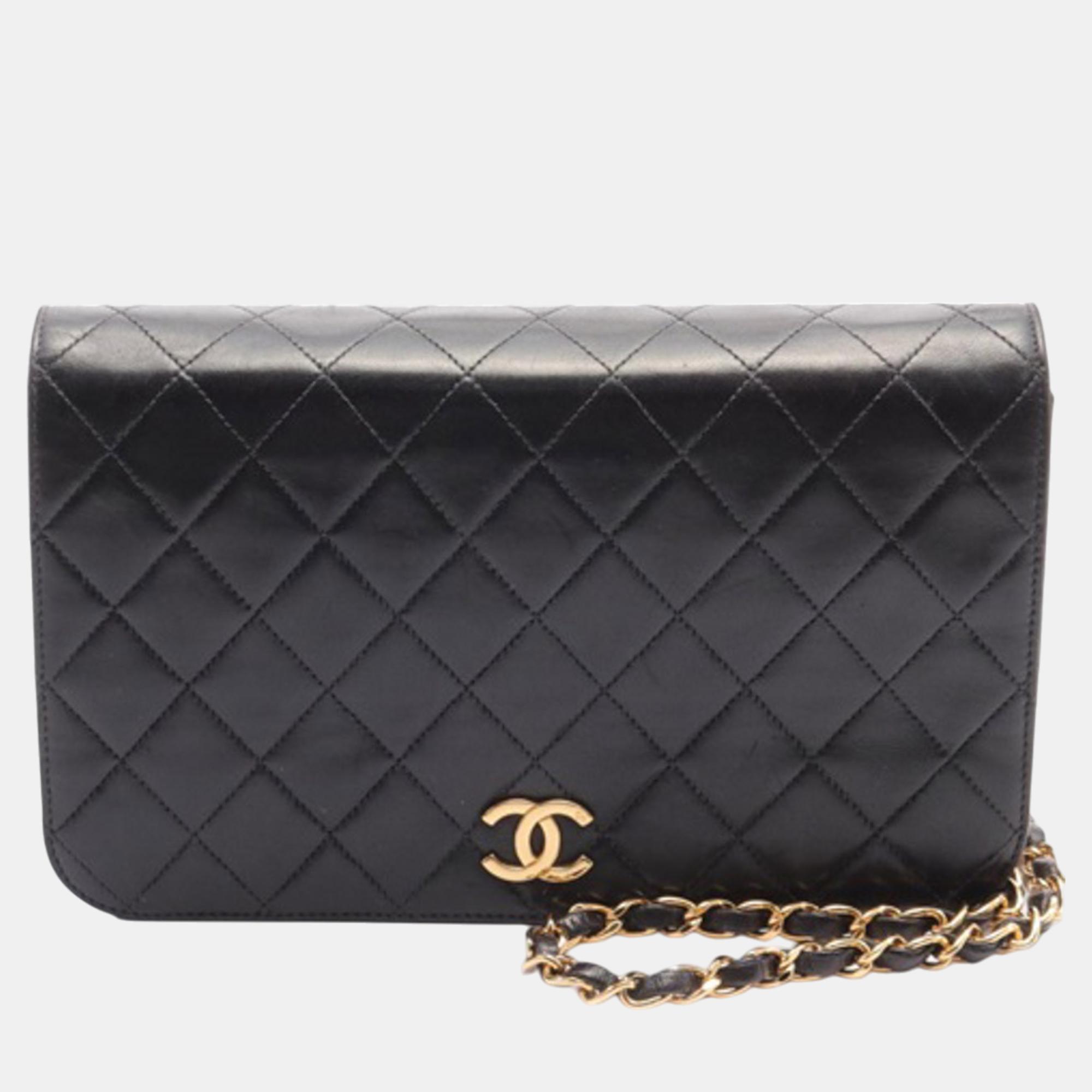 

Chanel Quilted Lambskin CC Full Single Flap Bag, Black