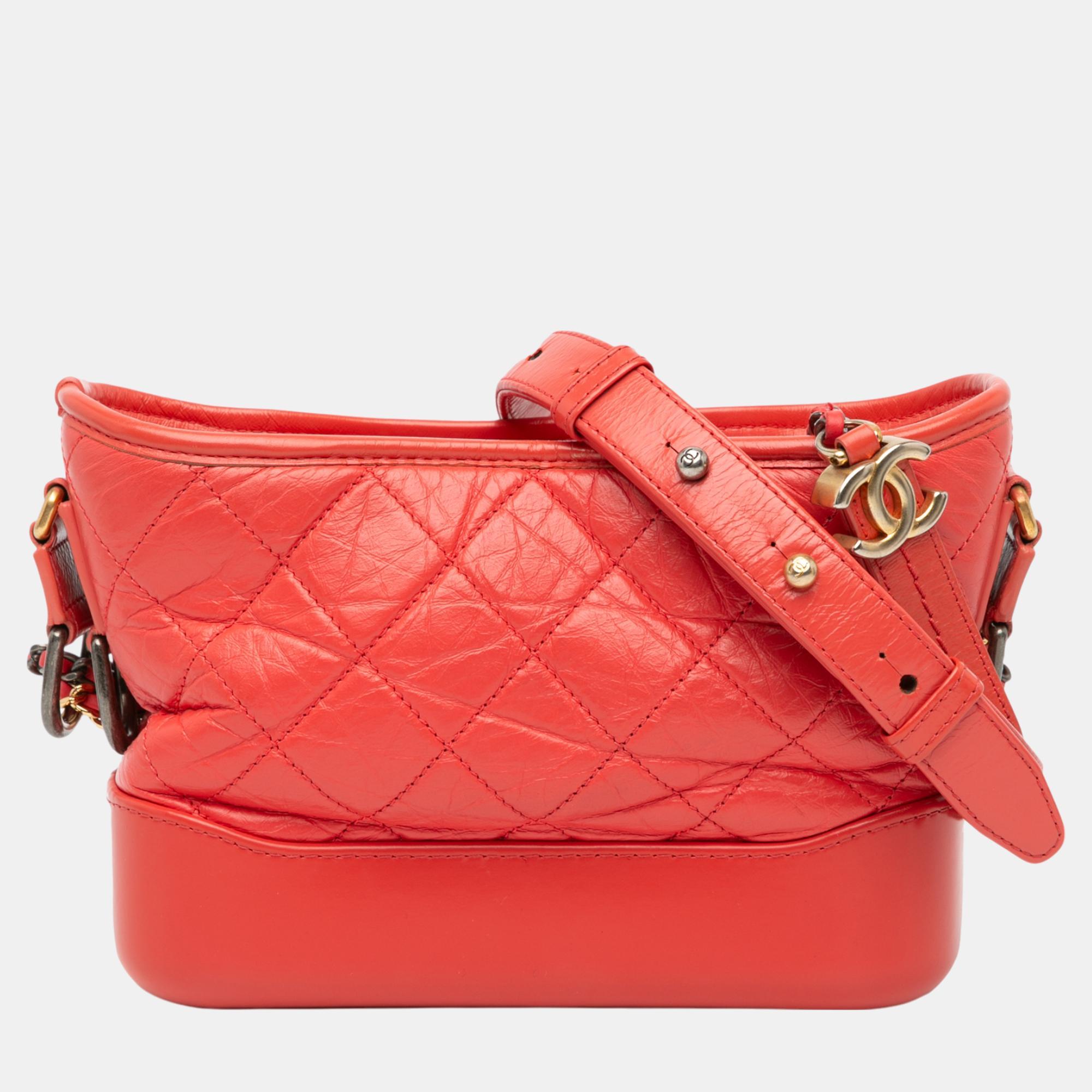 

Chanel Small Aged Calfskin Gabrielle Crossbody Bag, Red