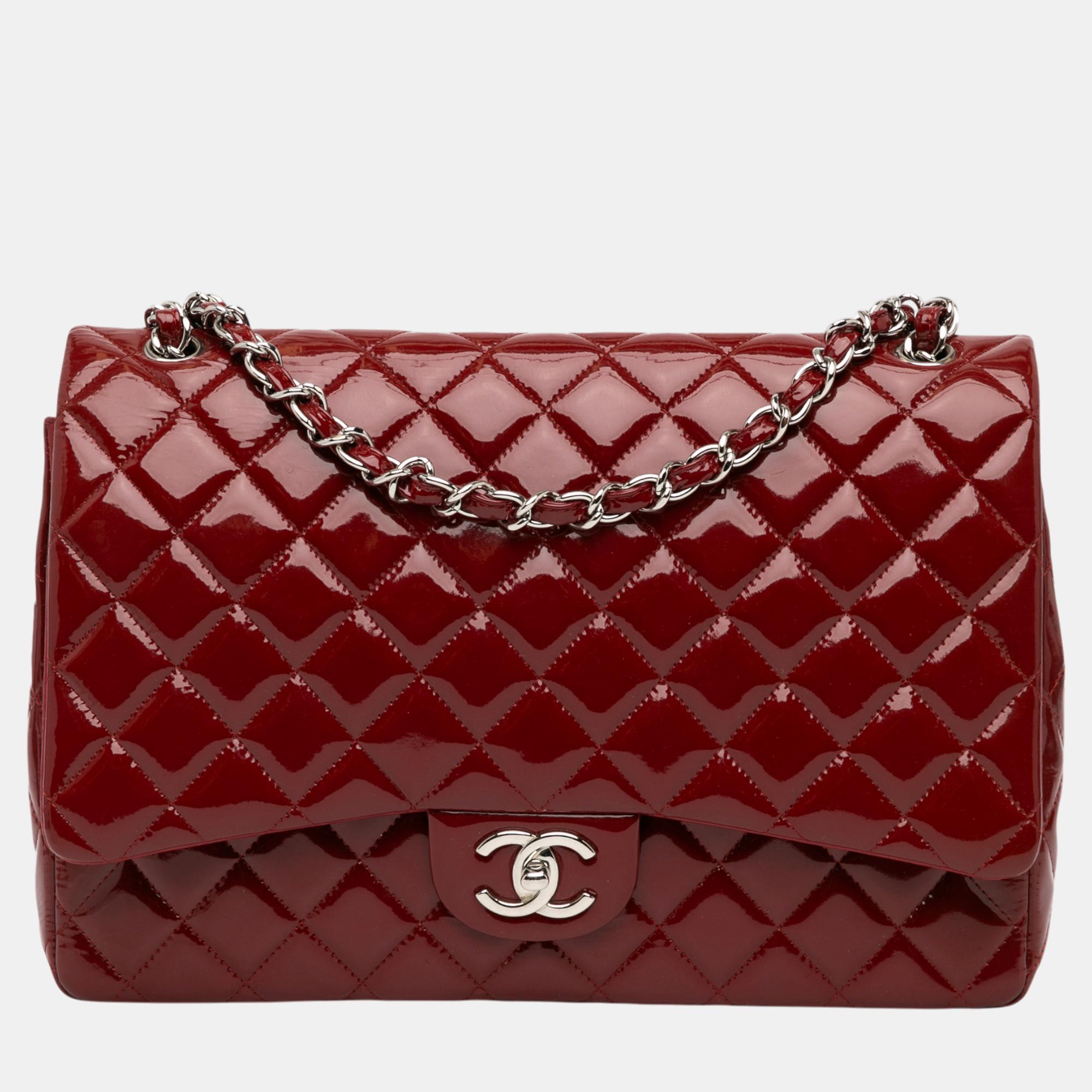 

Chanel Maxi Classic Patent Double Flap, Red