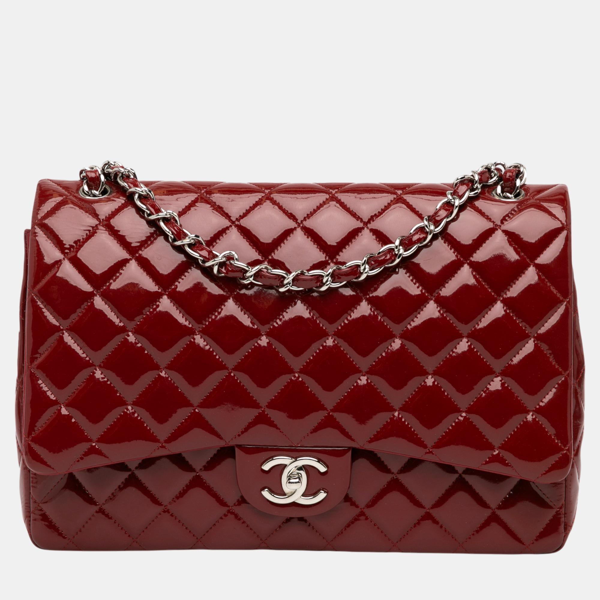 

Chanel Maxi Classic Patent Double Flap, Red