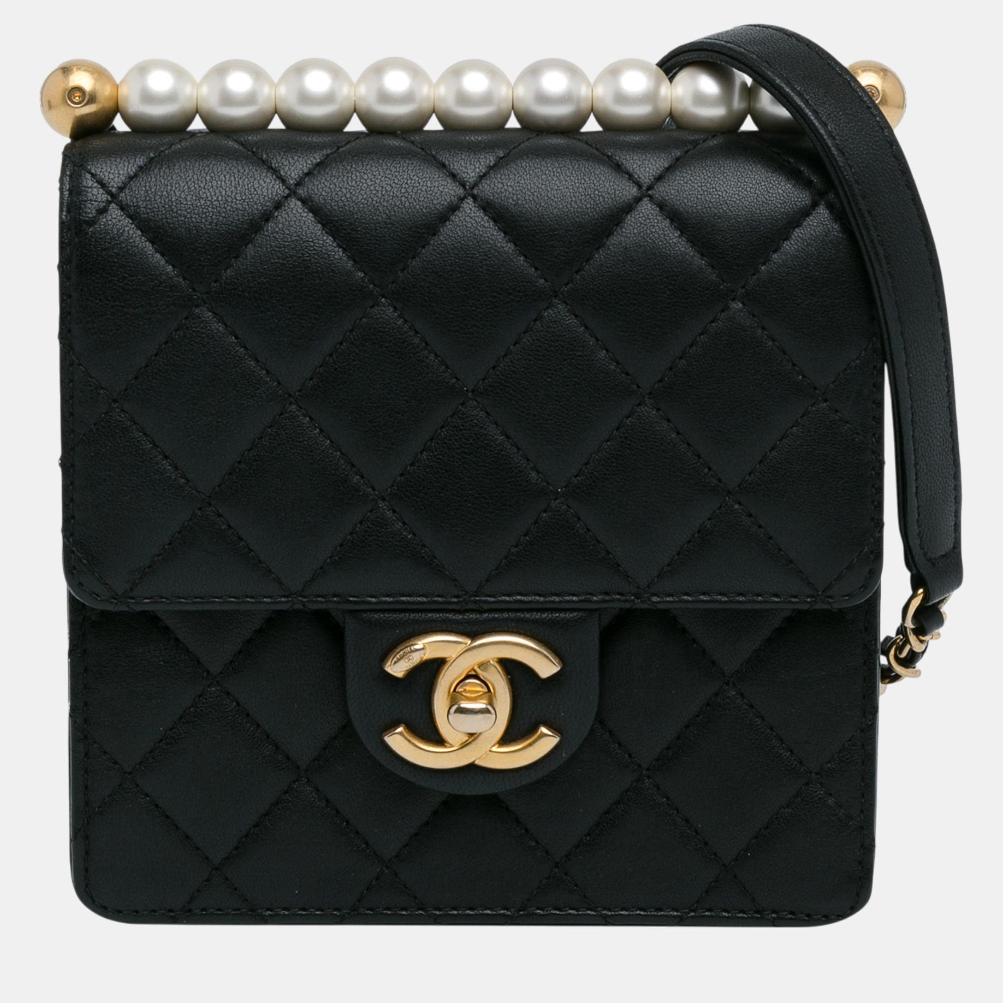 

Chanel Small Lambskin Chic Pearls Flap, Black