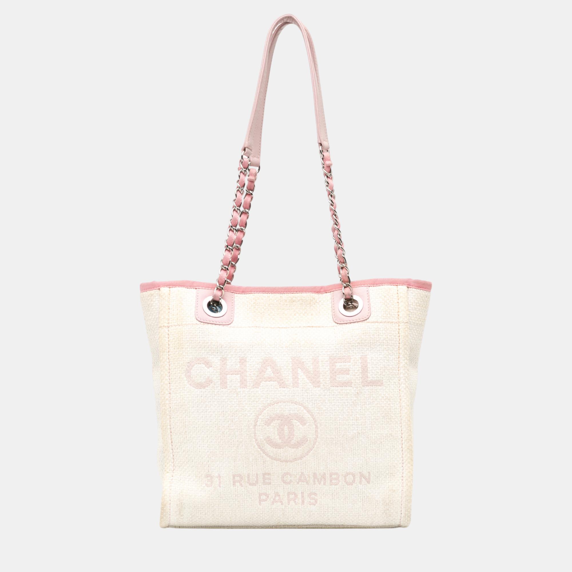

Chanel Mini Canvas Deauville Tote, Pink