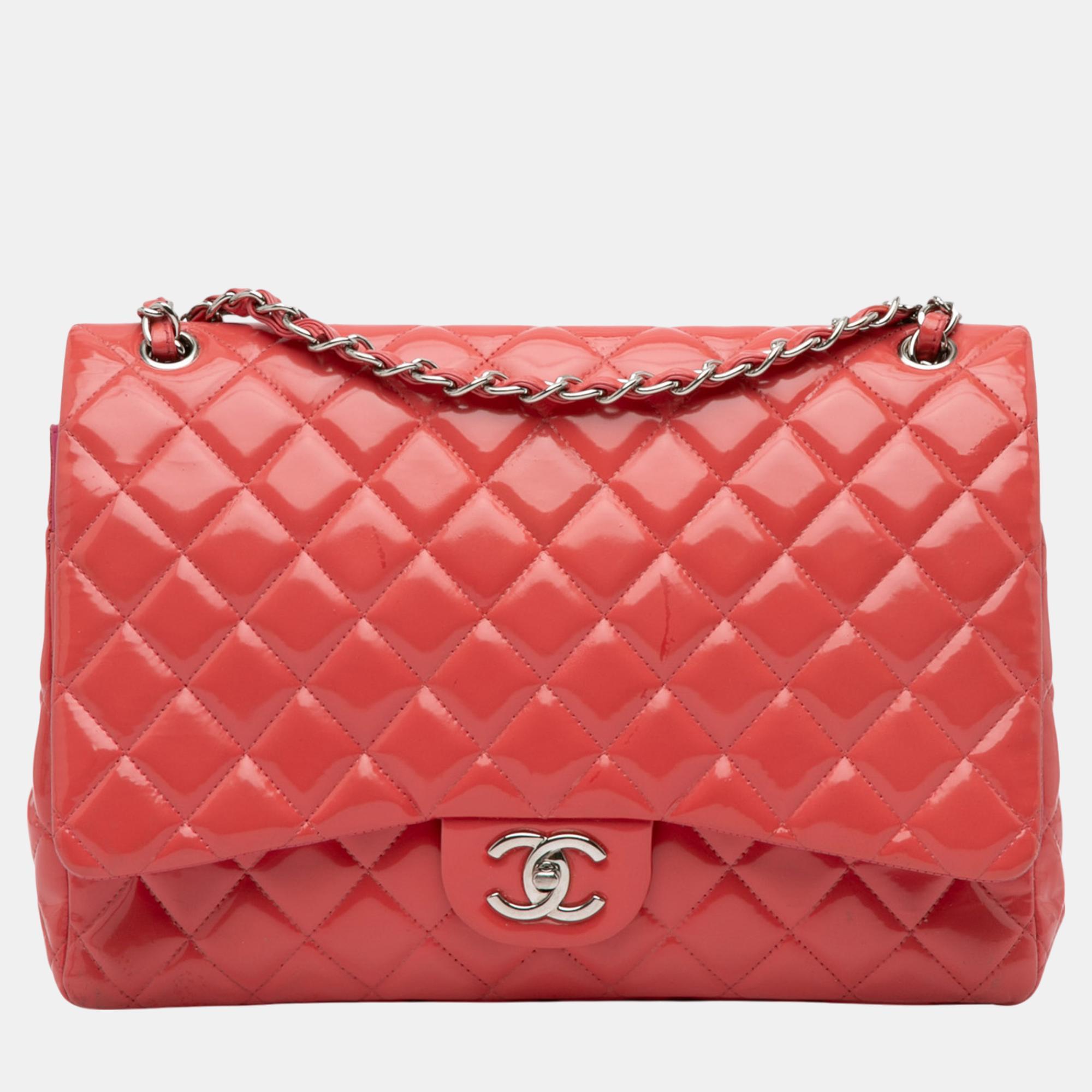 

Chanel Maxi Classic Patent Double Flap, Red