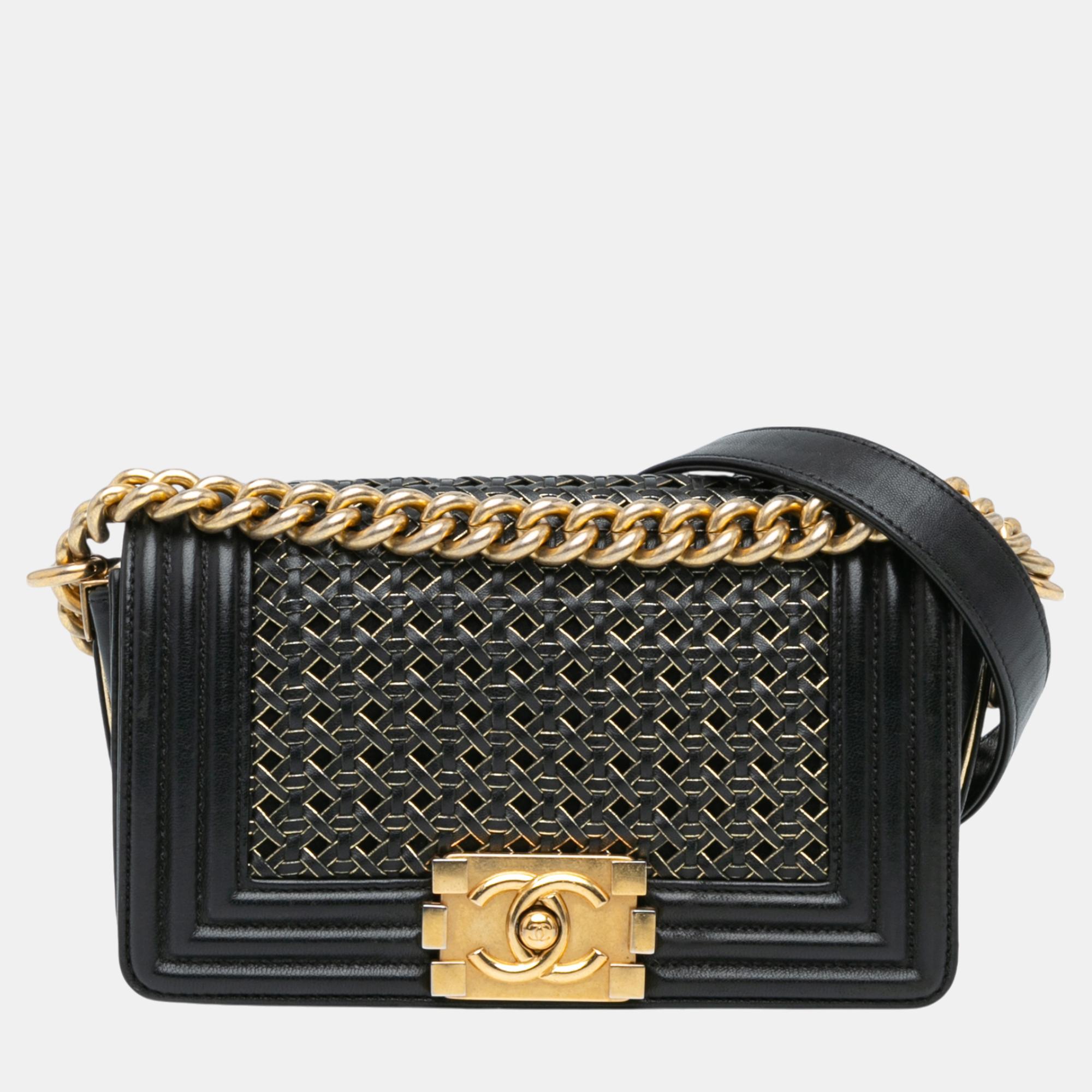 

Chanel Small Braided Sheepskin Boy Flap, Black