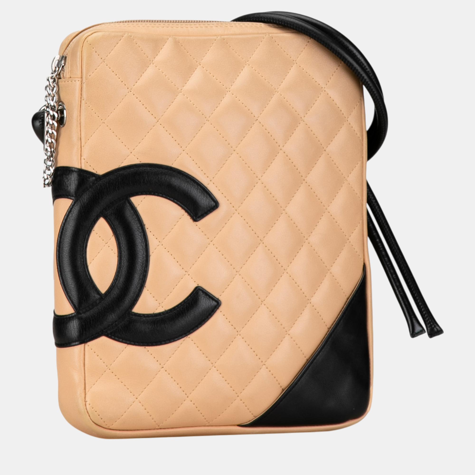 

Chanel Lambskin Cambon Ligne Crossbody, Beige