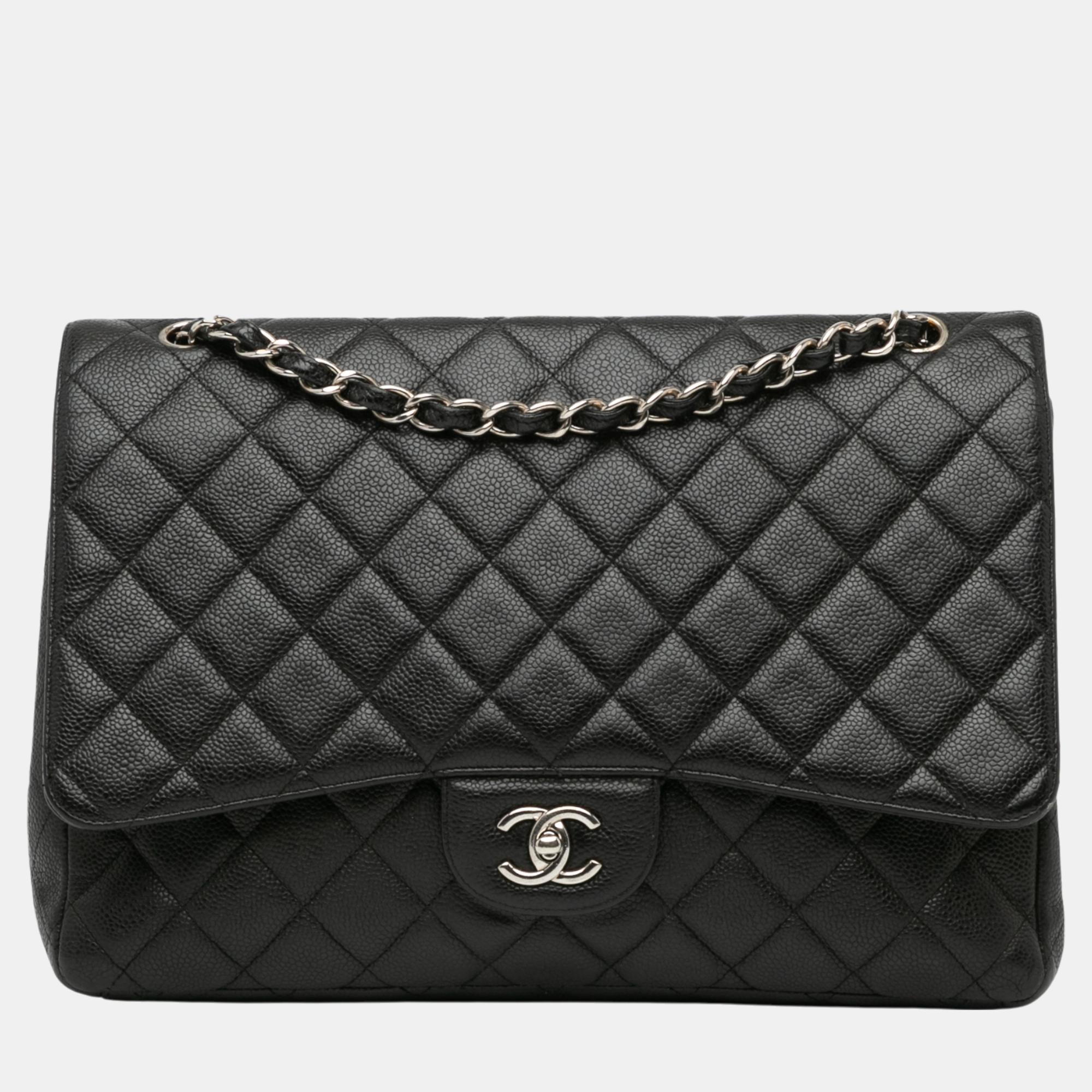 

Chanel Maxi Classic Caviar Double Flap, Black