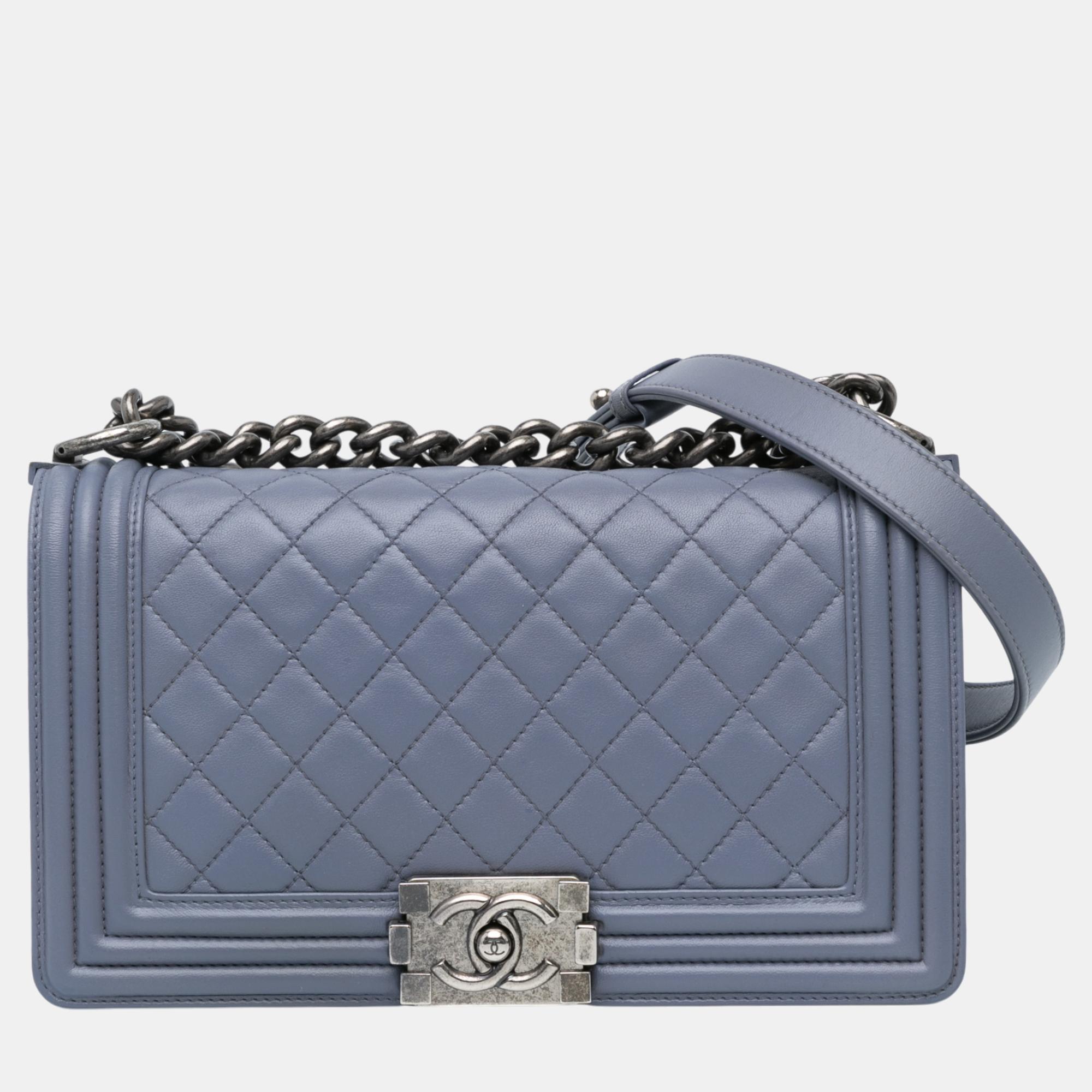 

Chanel Medium Lambskin Boy Flap Bag, Purple