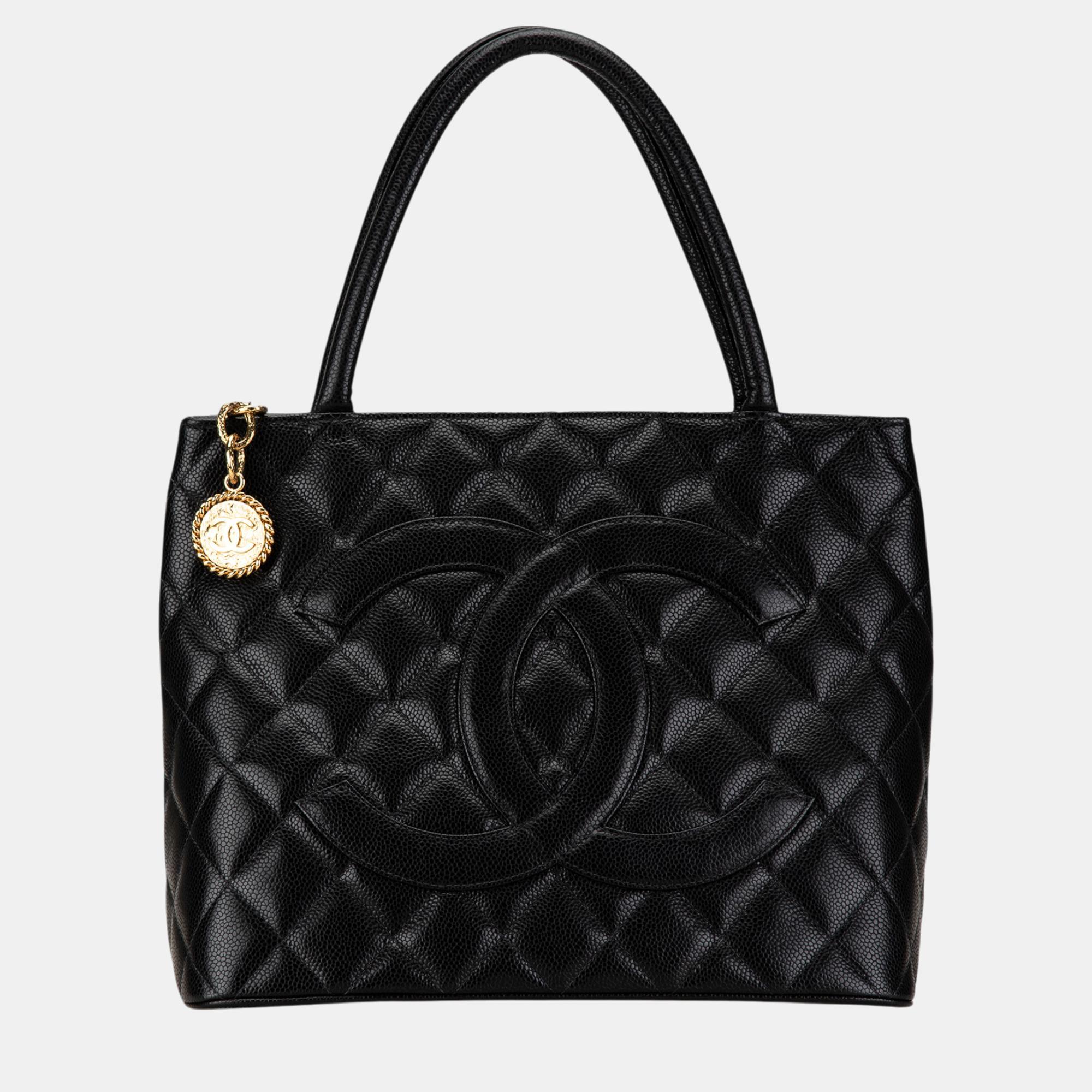 

Chanel Caviar Medallion Tote Bag, Black