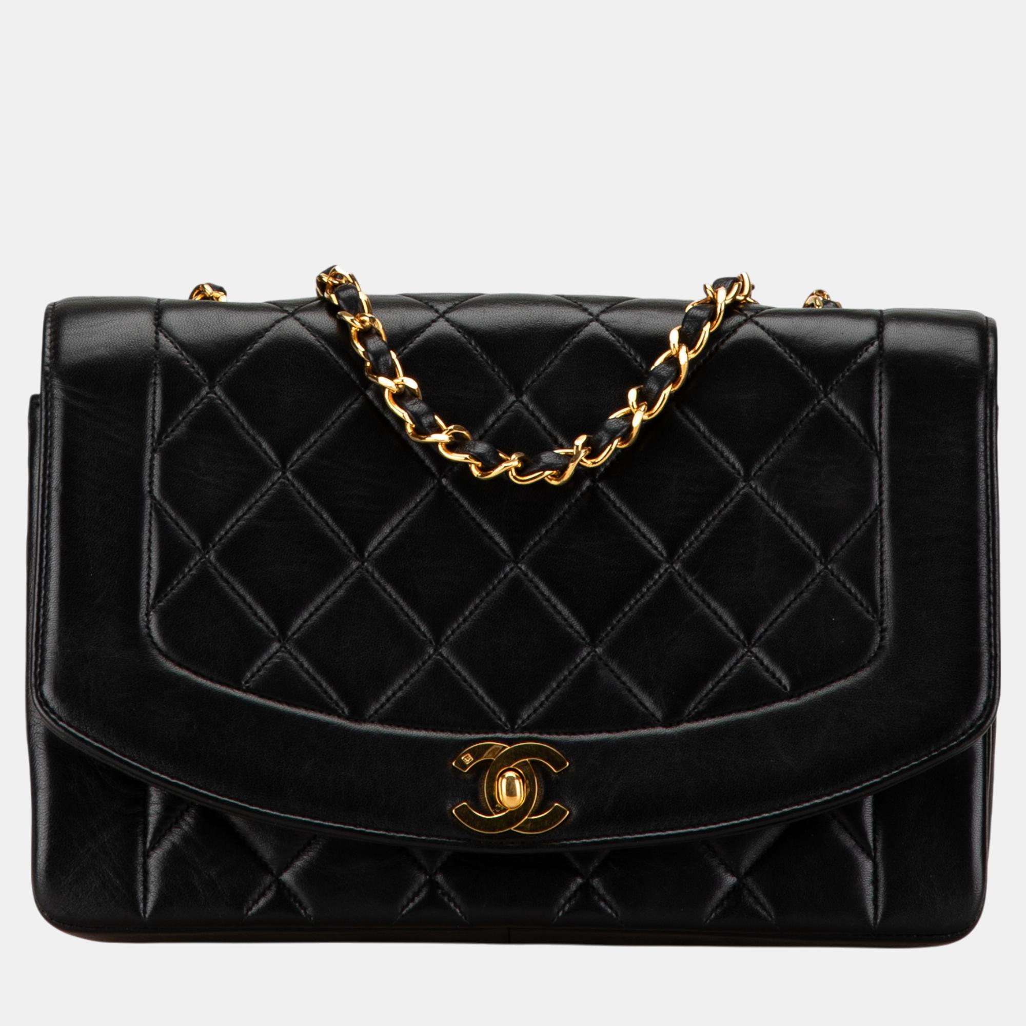 

Chanel Medium Lambskin Diana Flap Bag, Black