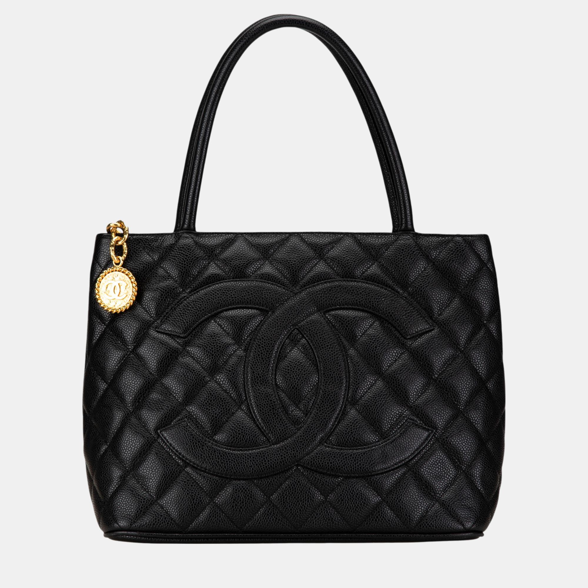 

Chanel Caviar Medallion Tote Bag, Black