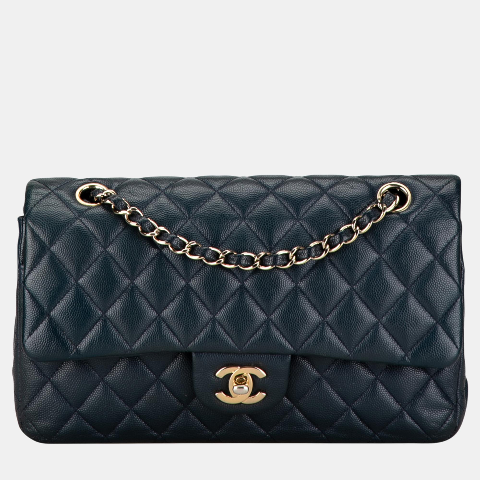 

Chanel Medium Classic Caviar Double Flap Bag, Blue