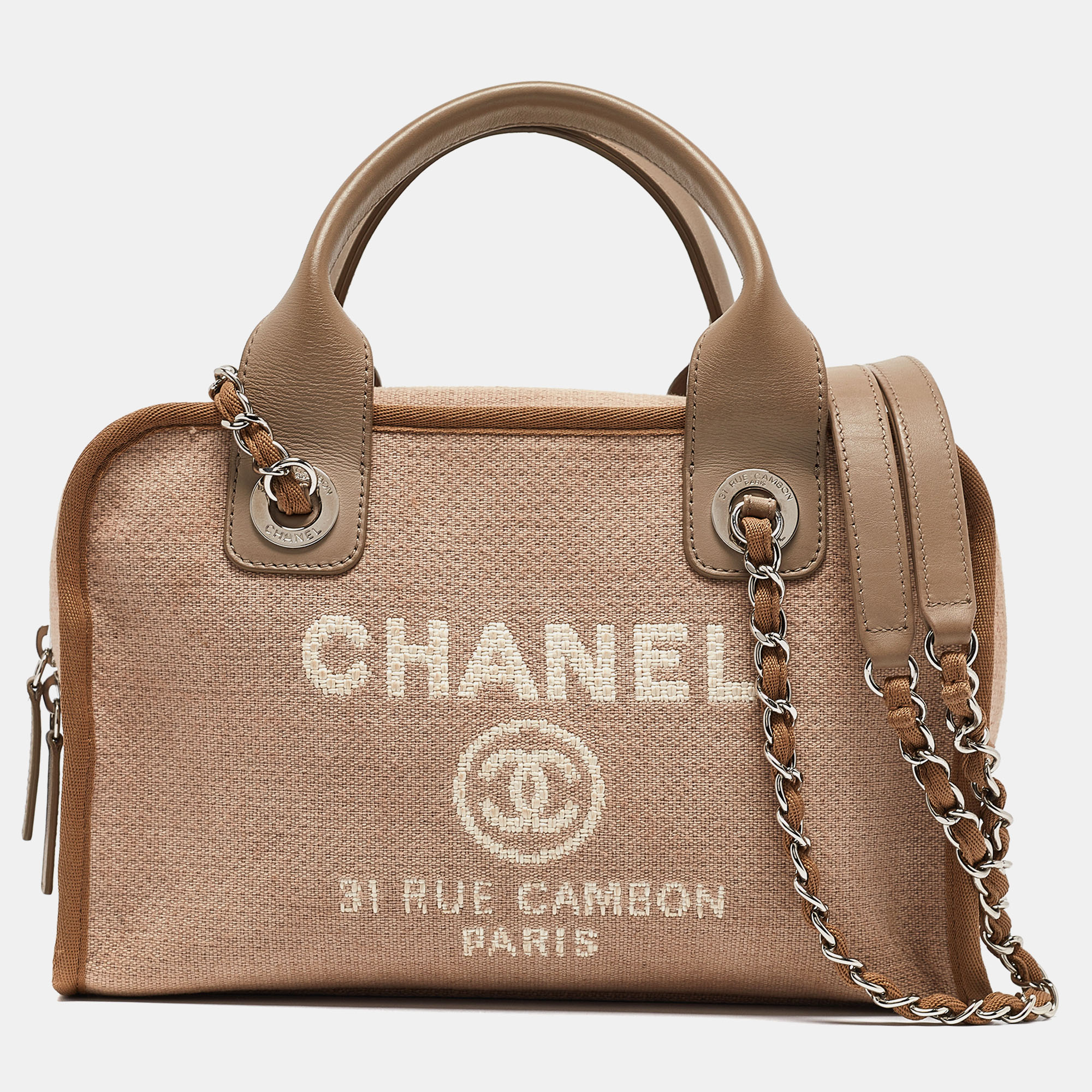 

Chanel Beige Canvas and Leather Deauville Bowler Bag