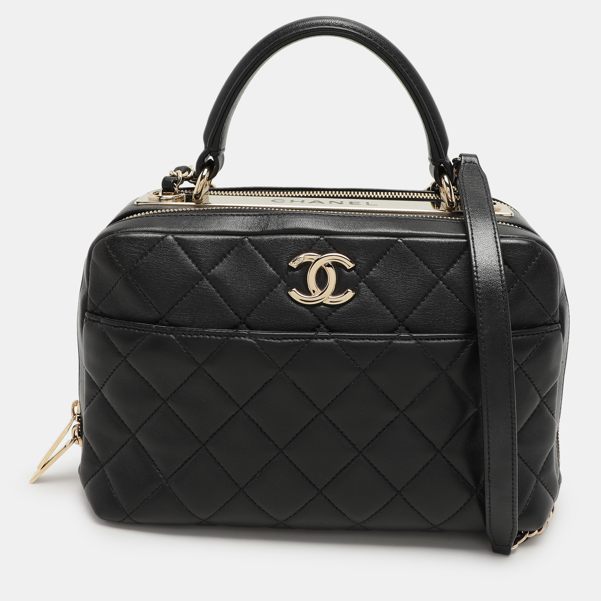 

Chanel Black Quilted Leather Medium Trendy CC Bowling Bag