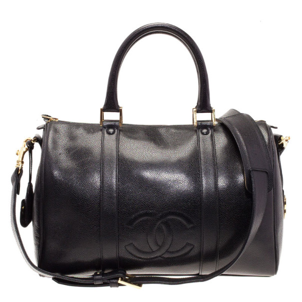 Pre Owned Chanel Black Caviar Vintage Boston Bag