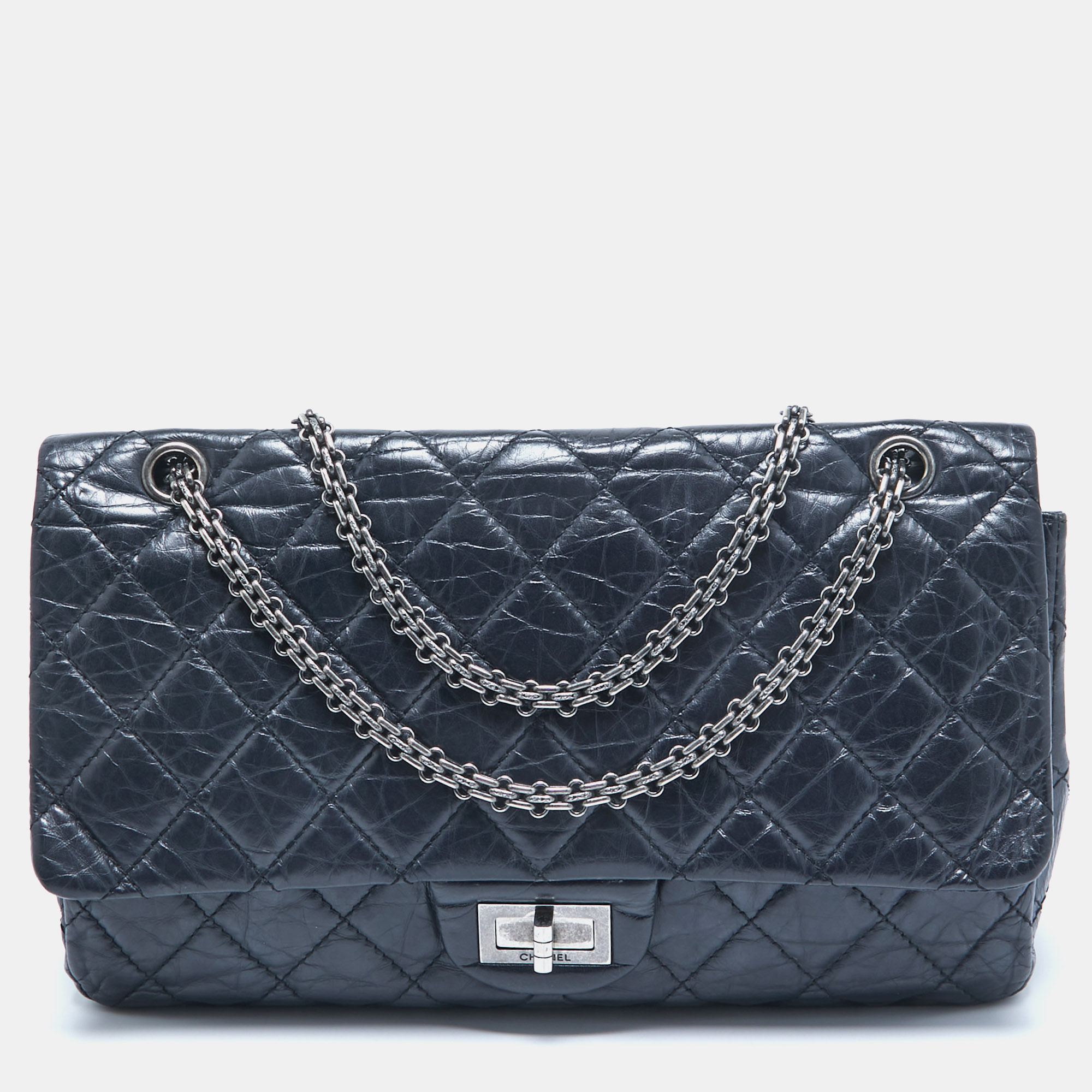 

Chanel Navy Blue Quilted Aged Leather 227 Reissue 2.55 Flap Bag