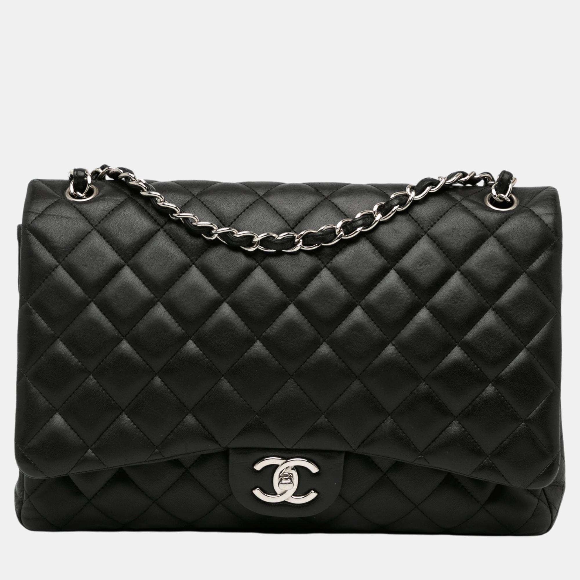 

Chanel Black Maxi Classic Lambskin Double Flap