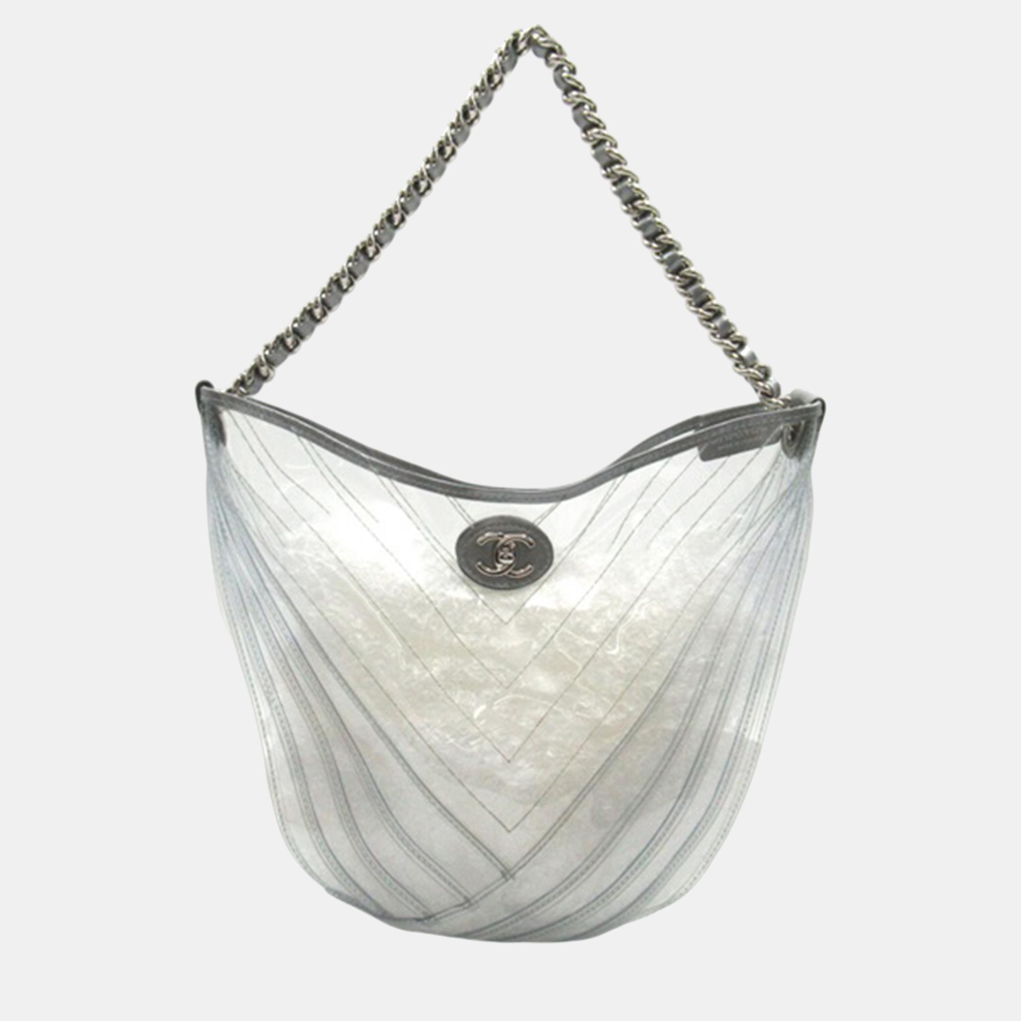 

Chanel Grey/White CC PVC Droplet Hobo