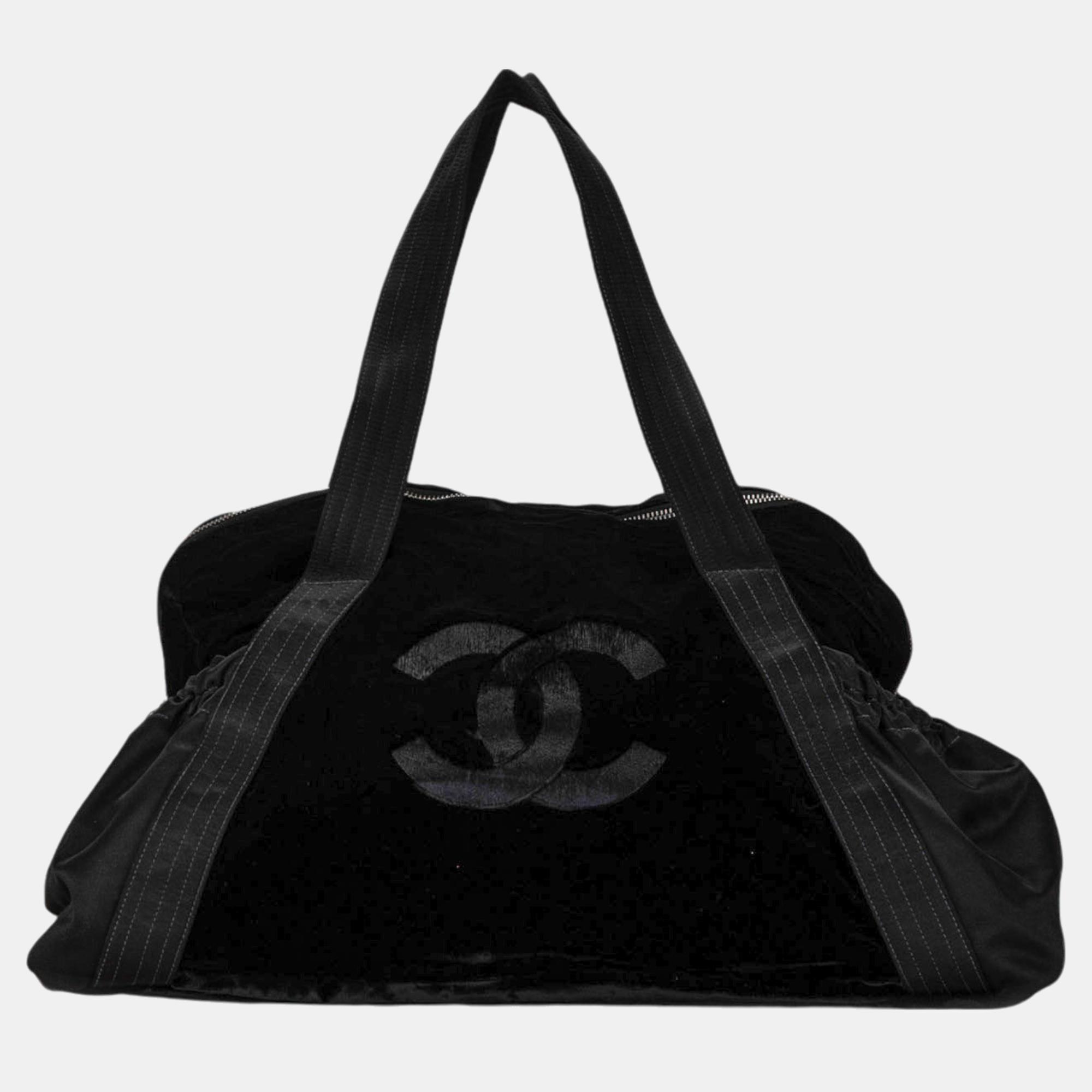 

Chanel Black CC Velour Weekend Tote