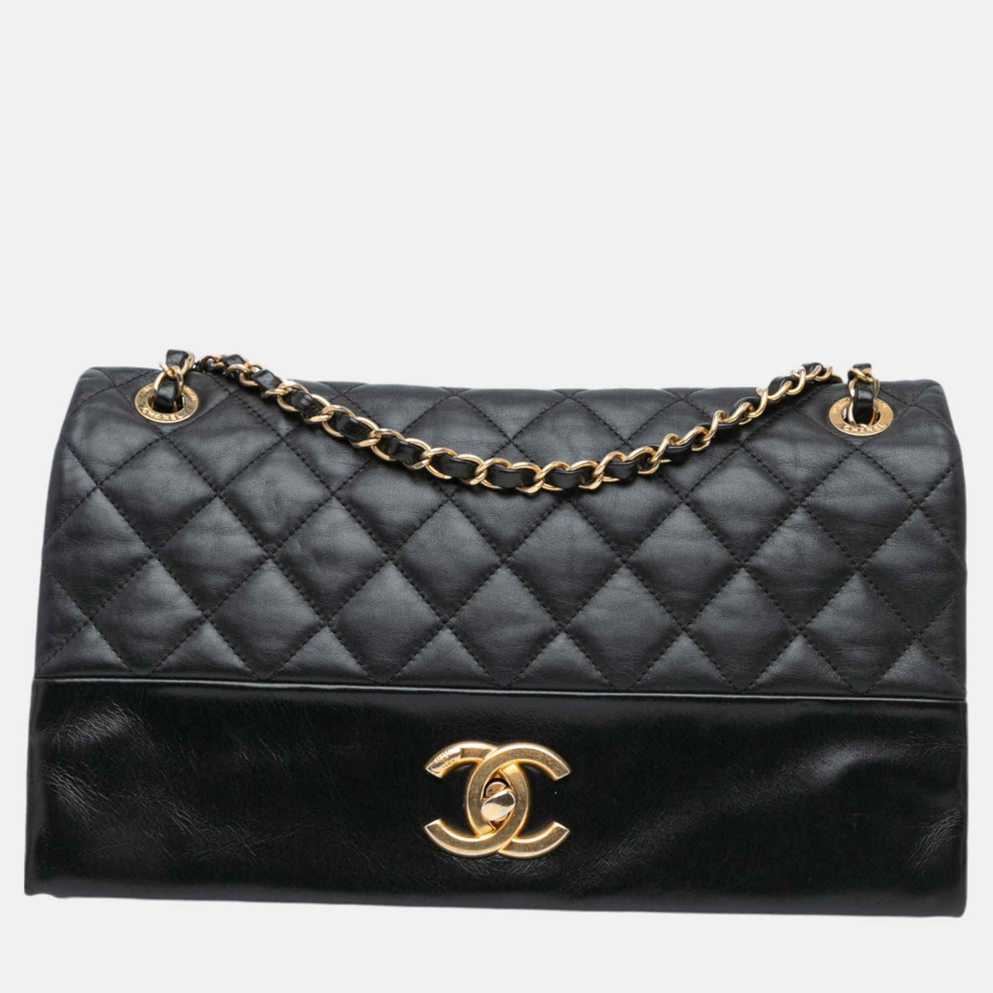 

Chanel Black Jumbo Calfskin Soft Elegance Flap