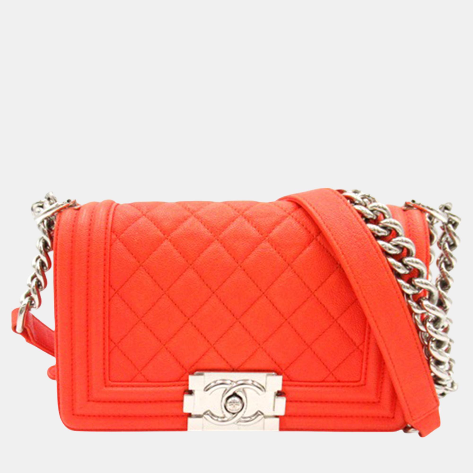 

Chanel Orange Small Caviar Boy Flap