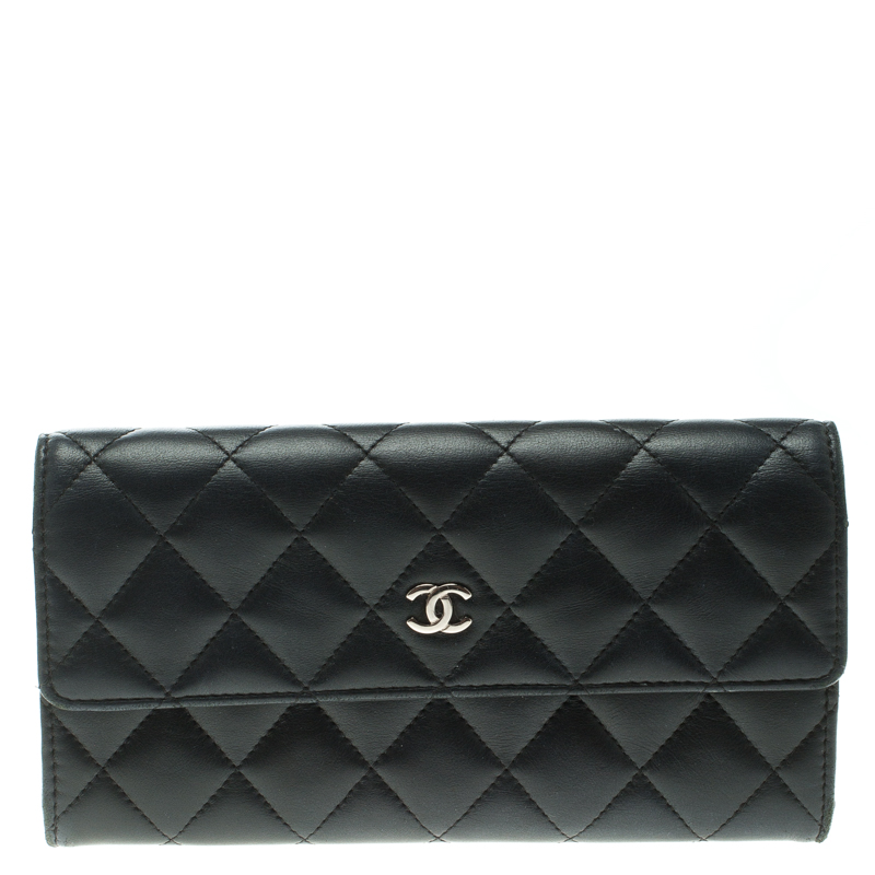 Chanel Black Quilted Leather CC Flap Continental Wallet