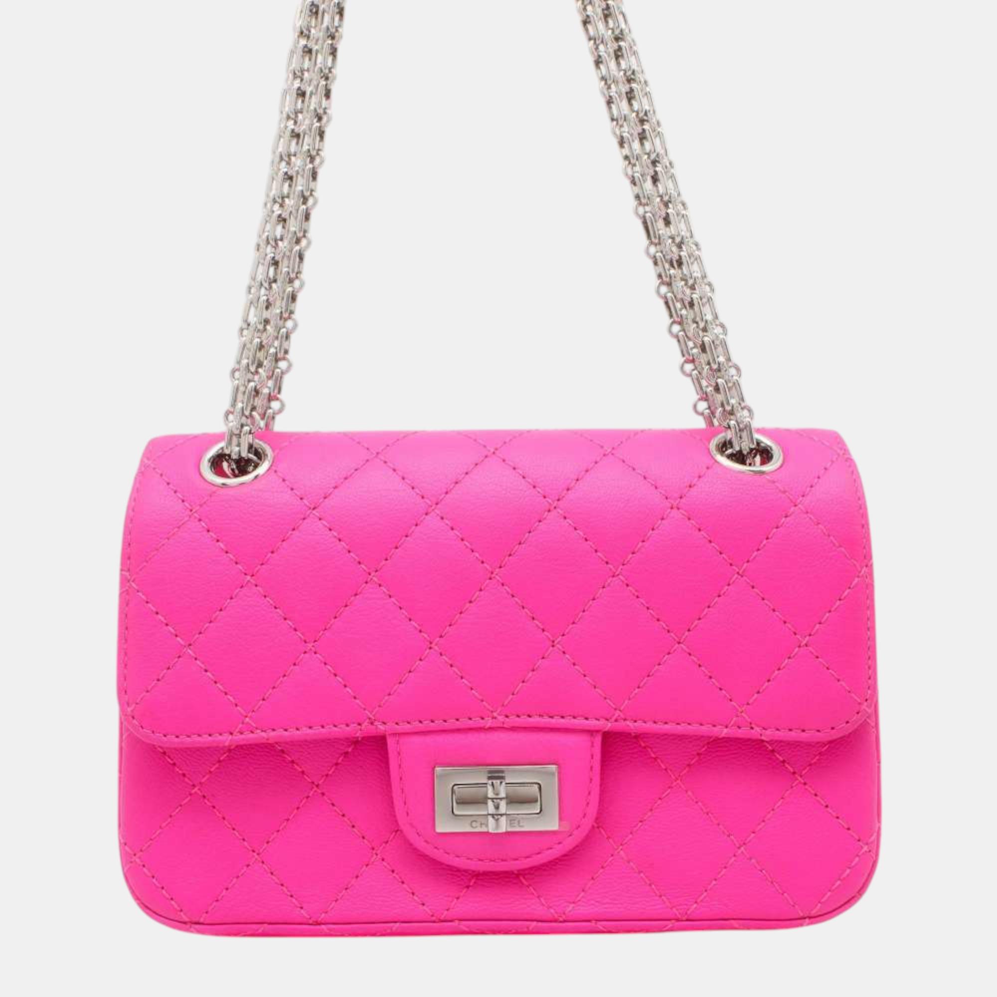 

Chanel pink Leather 2.55 Chain Shoulder Bag Size Mini