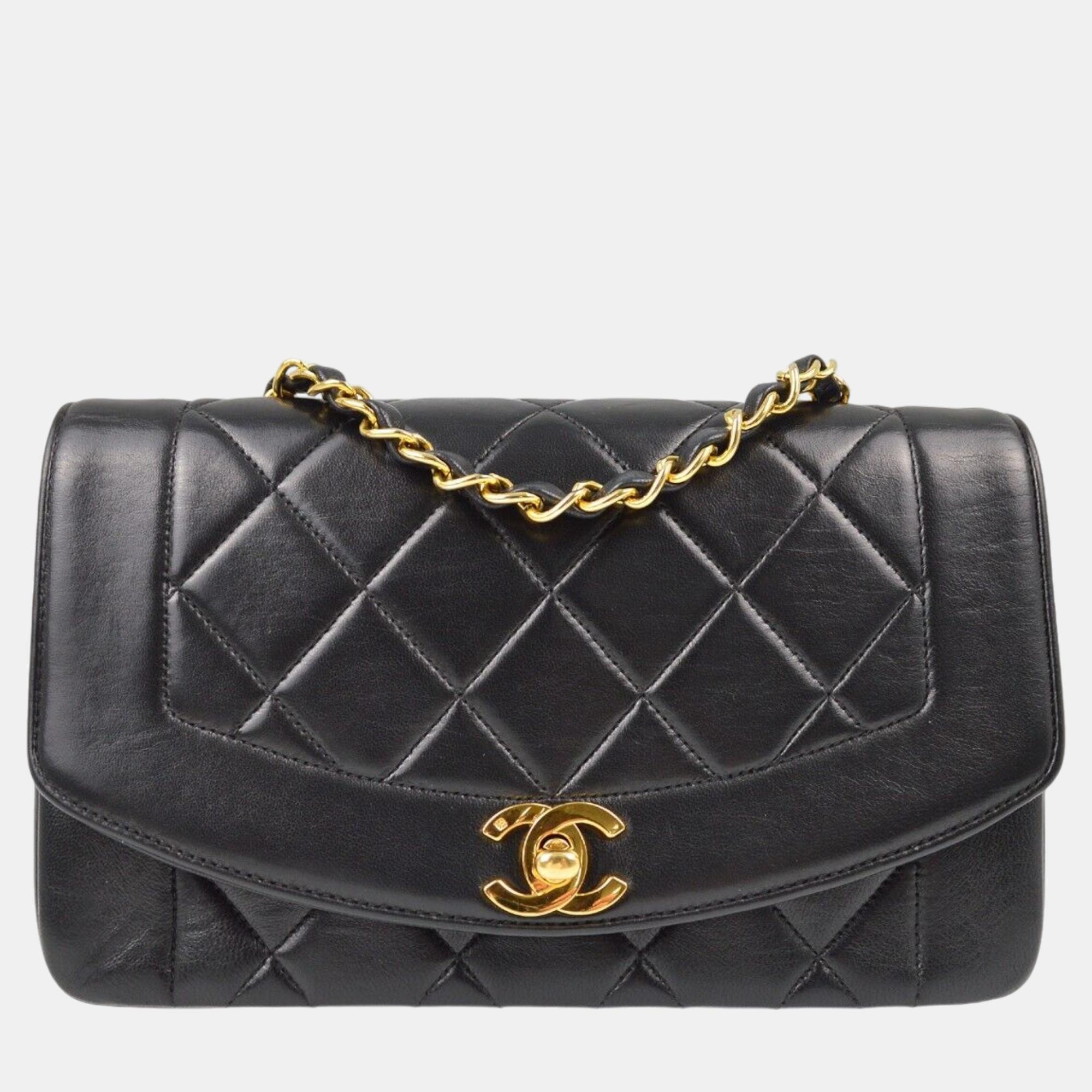 

Chanel Black Lambskin Small Diana Shoulder Bag