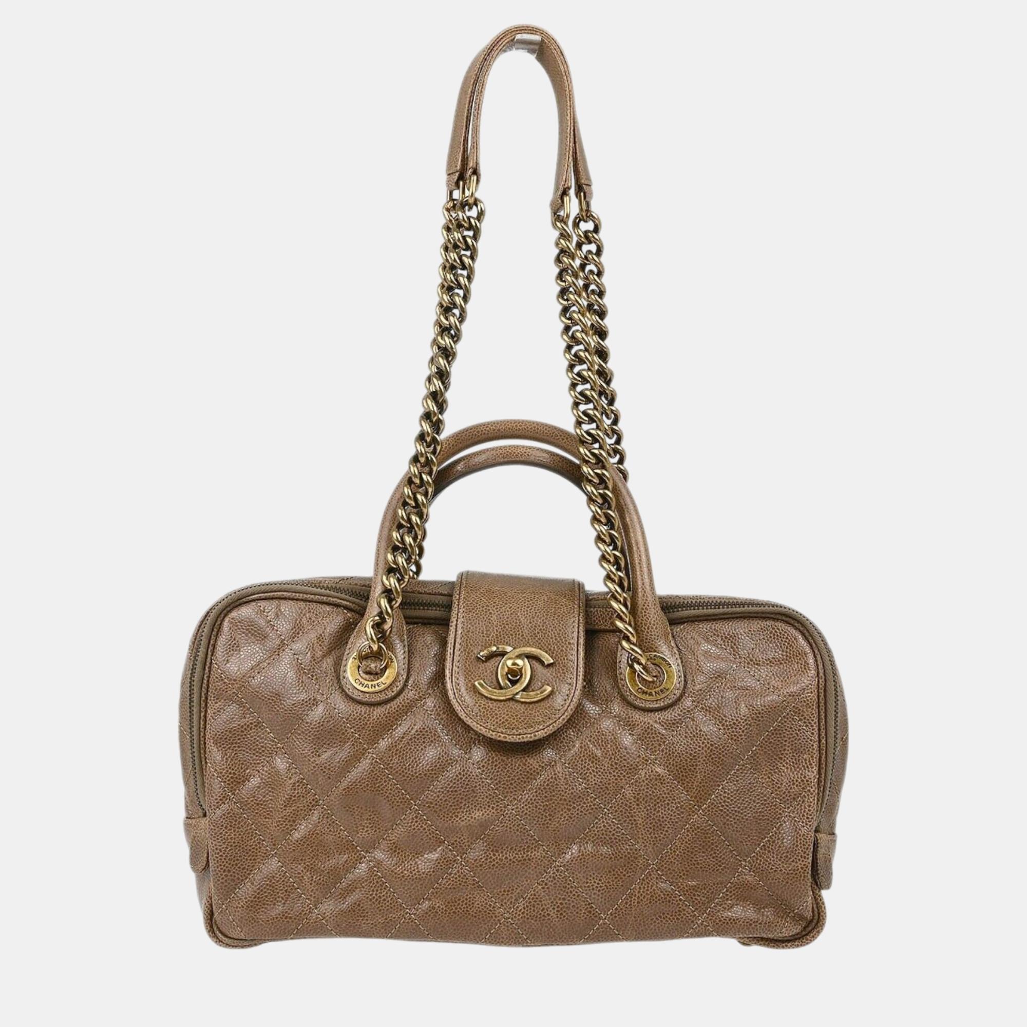 

Chanel Brown Paris-Bombay Bowling Bag