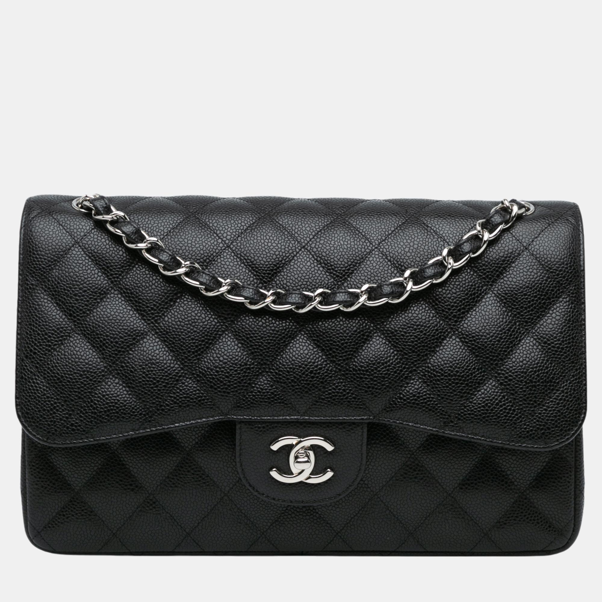 

Chanel Black Jumbo Classic Caviar Double Flap