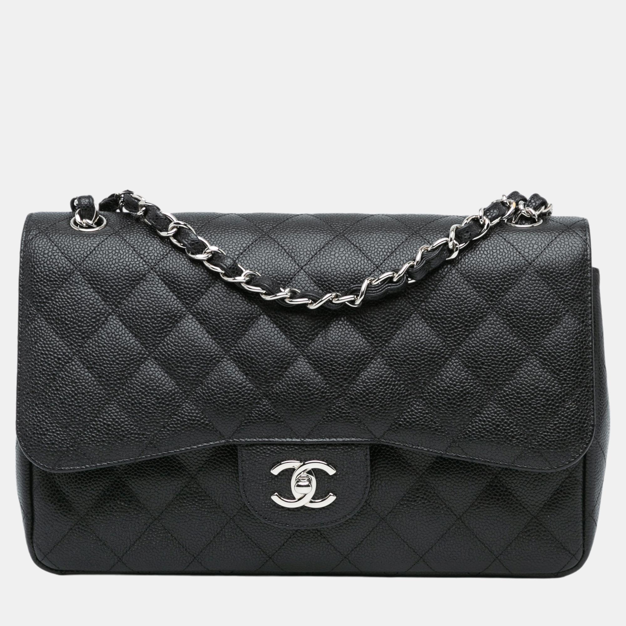 

Chanel Black Jumbo Classic Caviar Double Flap