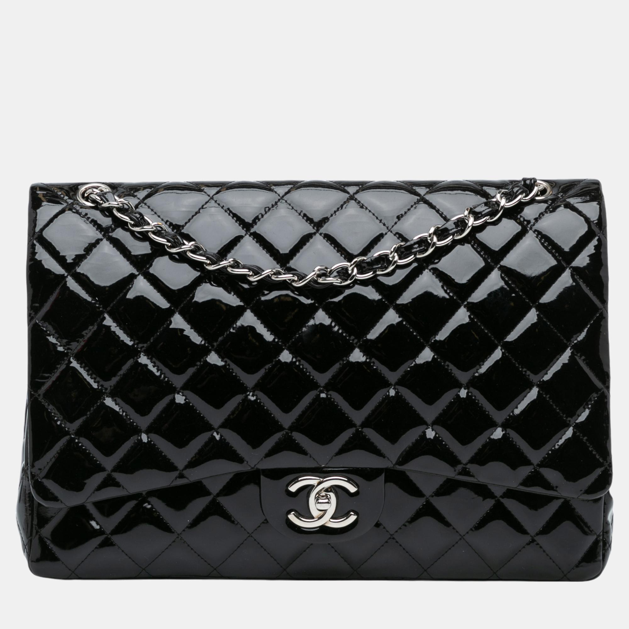 

Chanel Black Maxi Classic Patent Double Flap