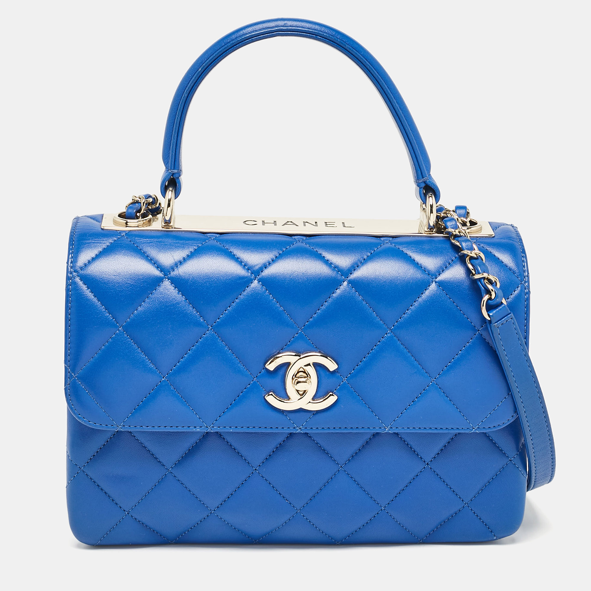 

Chanel Blue Quilted Leather  Trendy CC Top Handle Bag