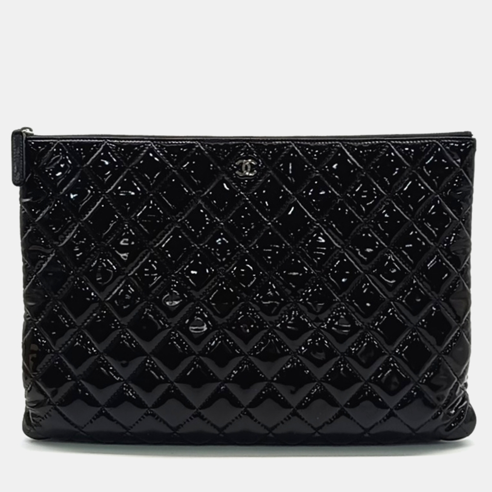 

Chanel Patent Large Clutch, Black