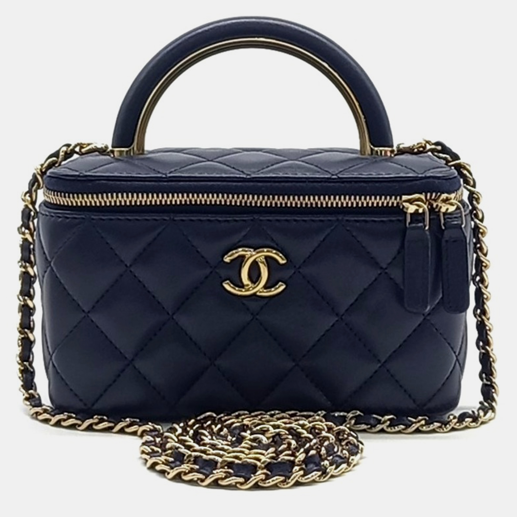 

Chanel Lambskin Top Handle Vanity Crossbody Bag, Black