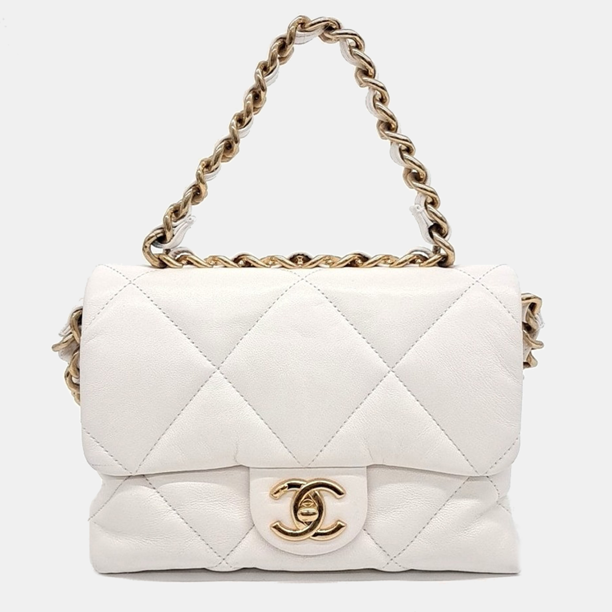 

Chanel flap tote and shoulder bag, White