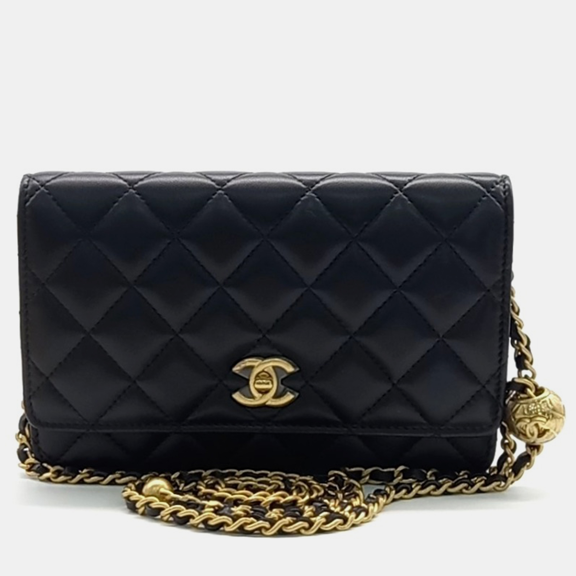 

Chanel Lambskin Golden Ball WOC Mini Crossbody Bag, Black