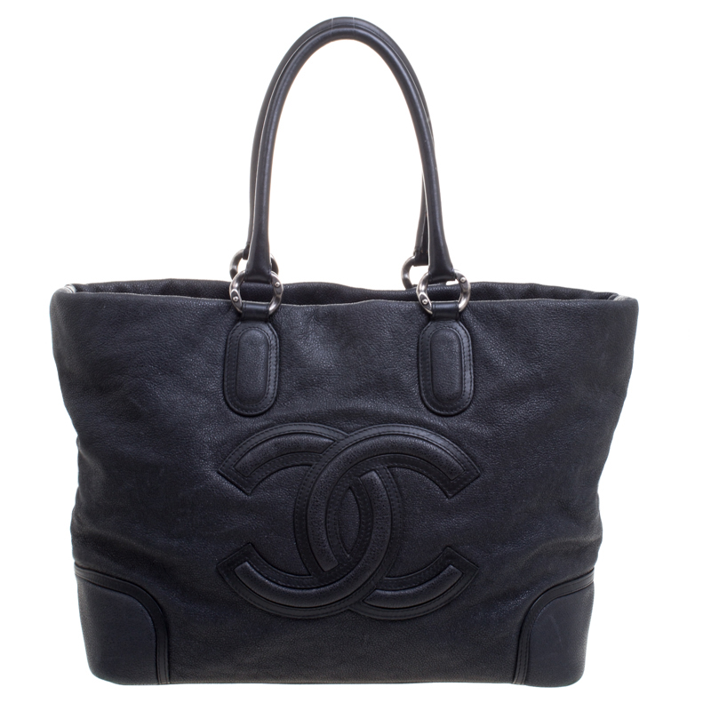 Chanel Black Iridescent Leather CC Tote