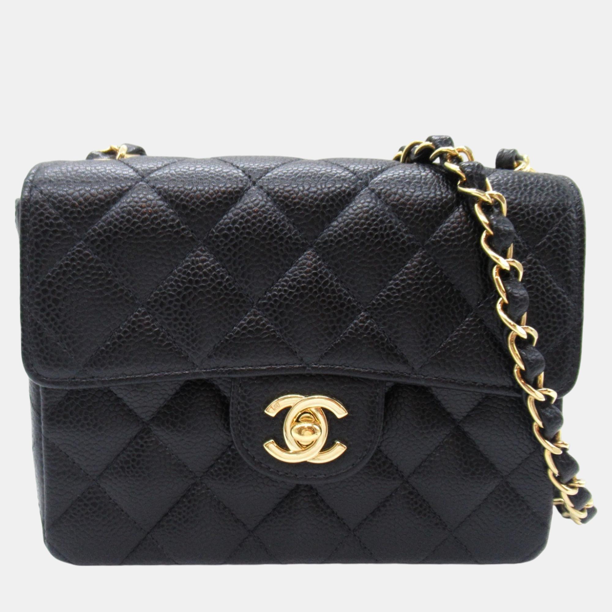 

Chanel Black Caviar Skin (Grained Calf) Matelasse Chain Shoulder Bag